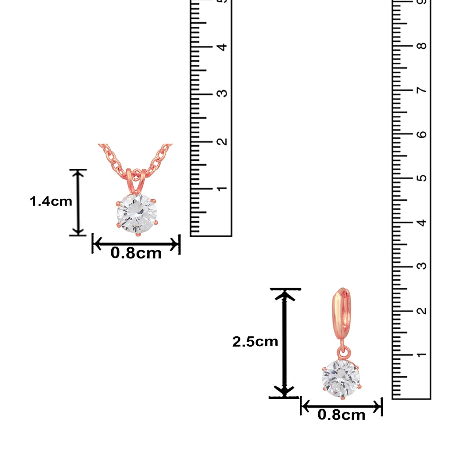 Solitaire White Round Crystal Pendant Set