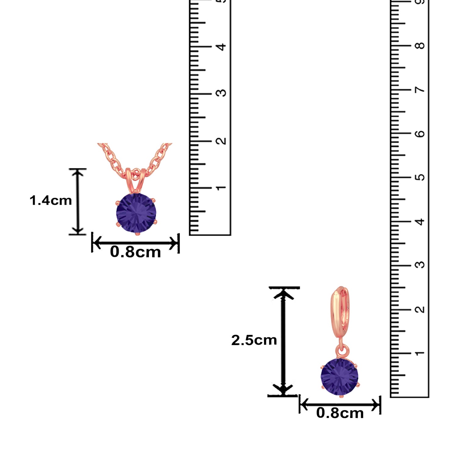 Solitaire White Round Crystal Pendant Set