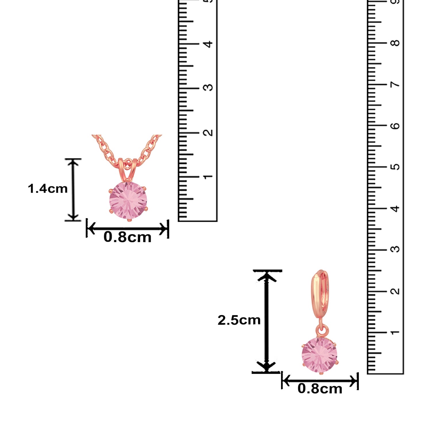 Solitaire White Round Crystal Pendant Set