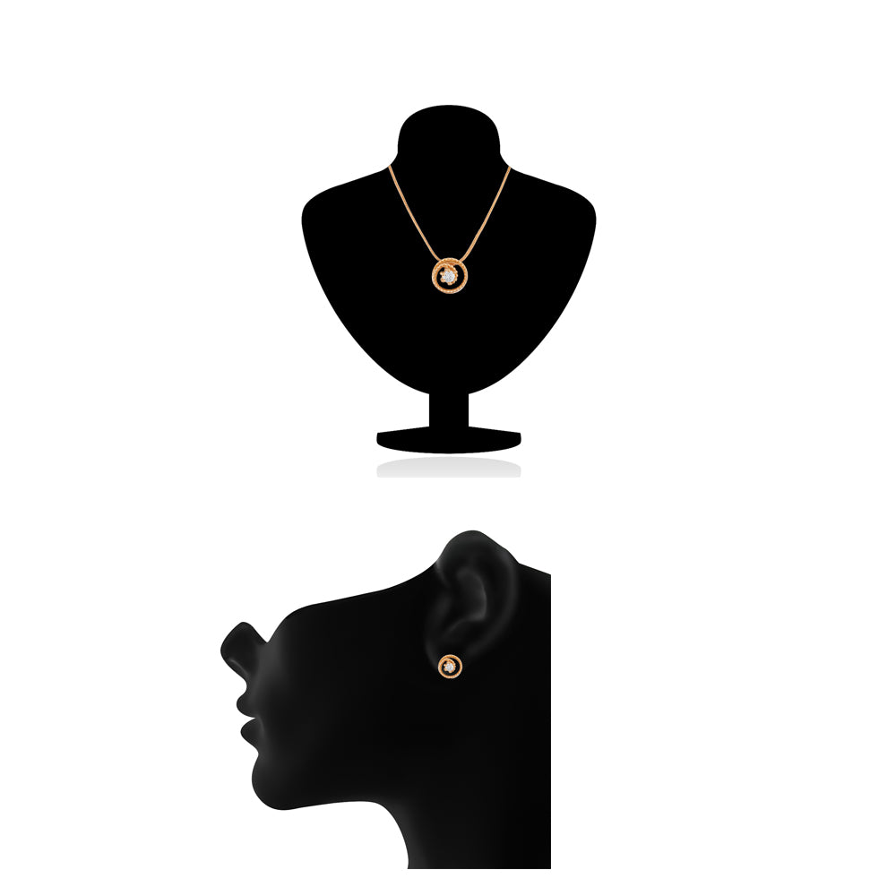 Solitaire Round Crystal Spiral Pendant Set