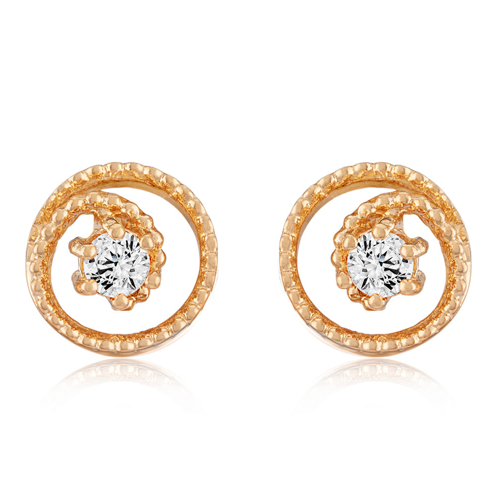 Solitaire Round Crystal Spiral Pendant Set