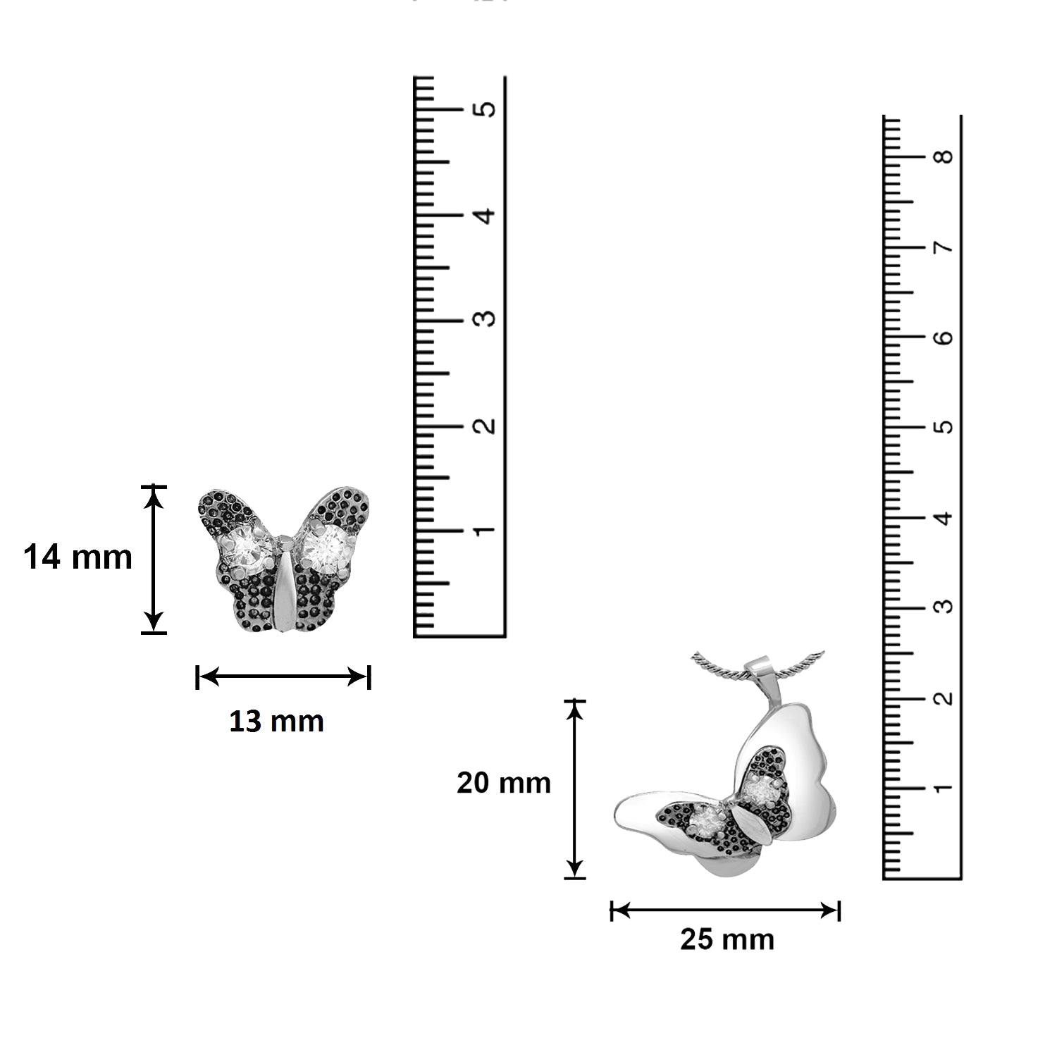 White Solitare Crystal Butterfly Shaped Pendant Set