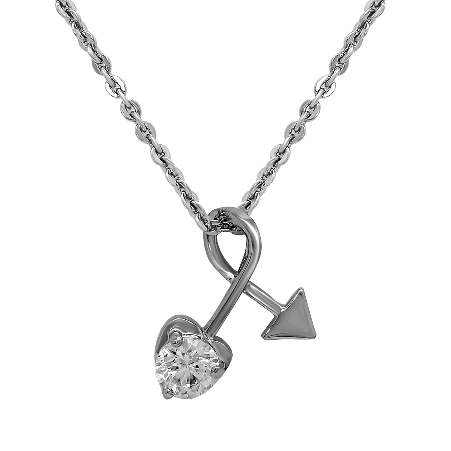 Love in Heart Arraw  Pendant Set with Crystal
