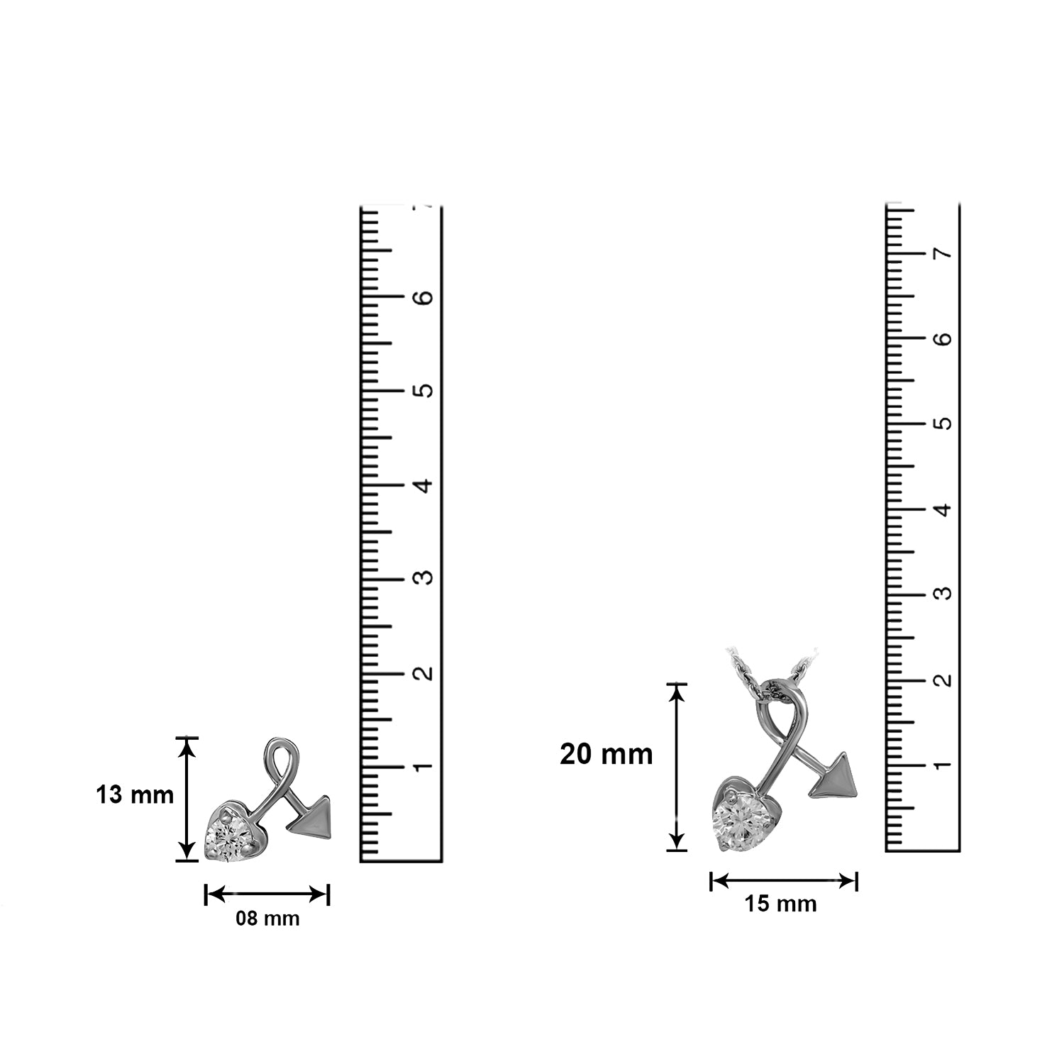 Love in Heart Arraw  Pendant Set with Crystal