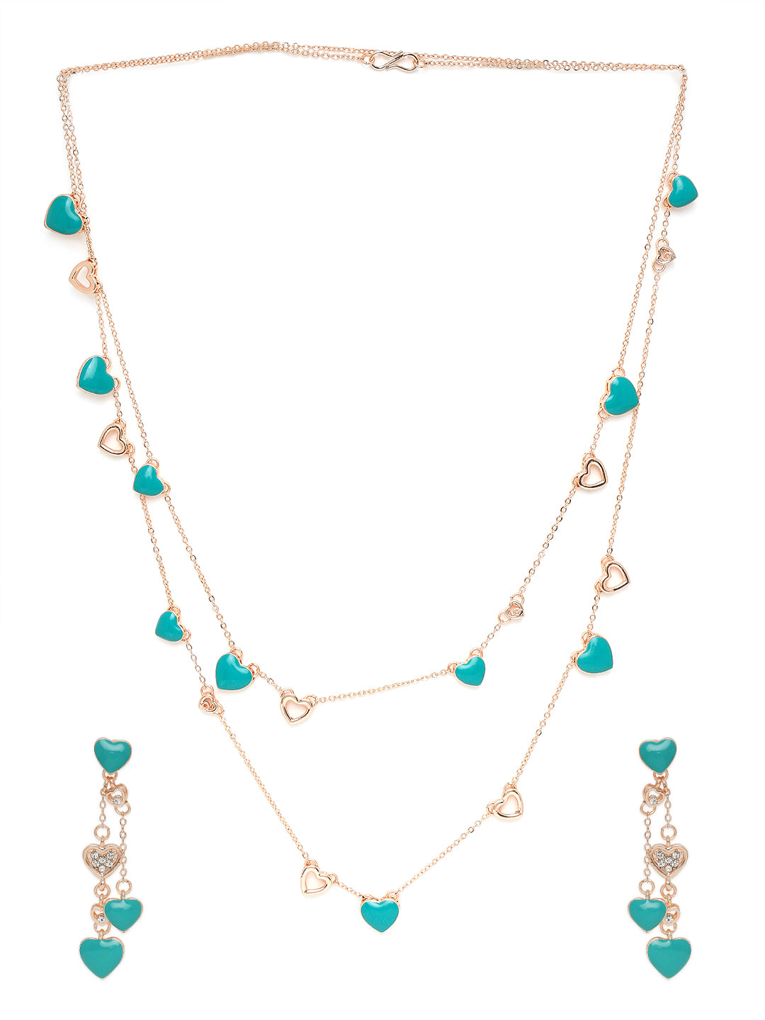 Green Heart Crystal Layered Necklaceset