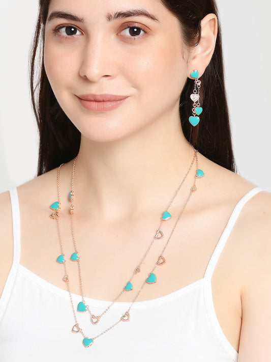 Green Heart Crystal Layered Necklaceset