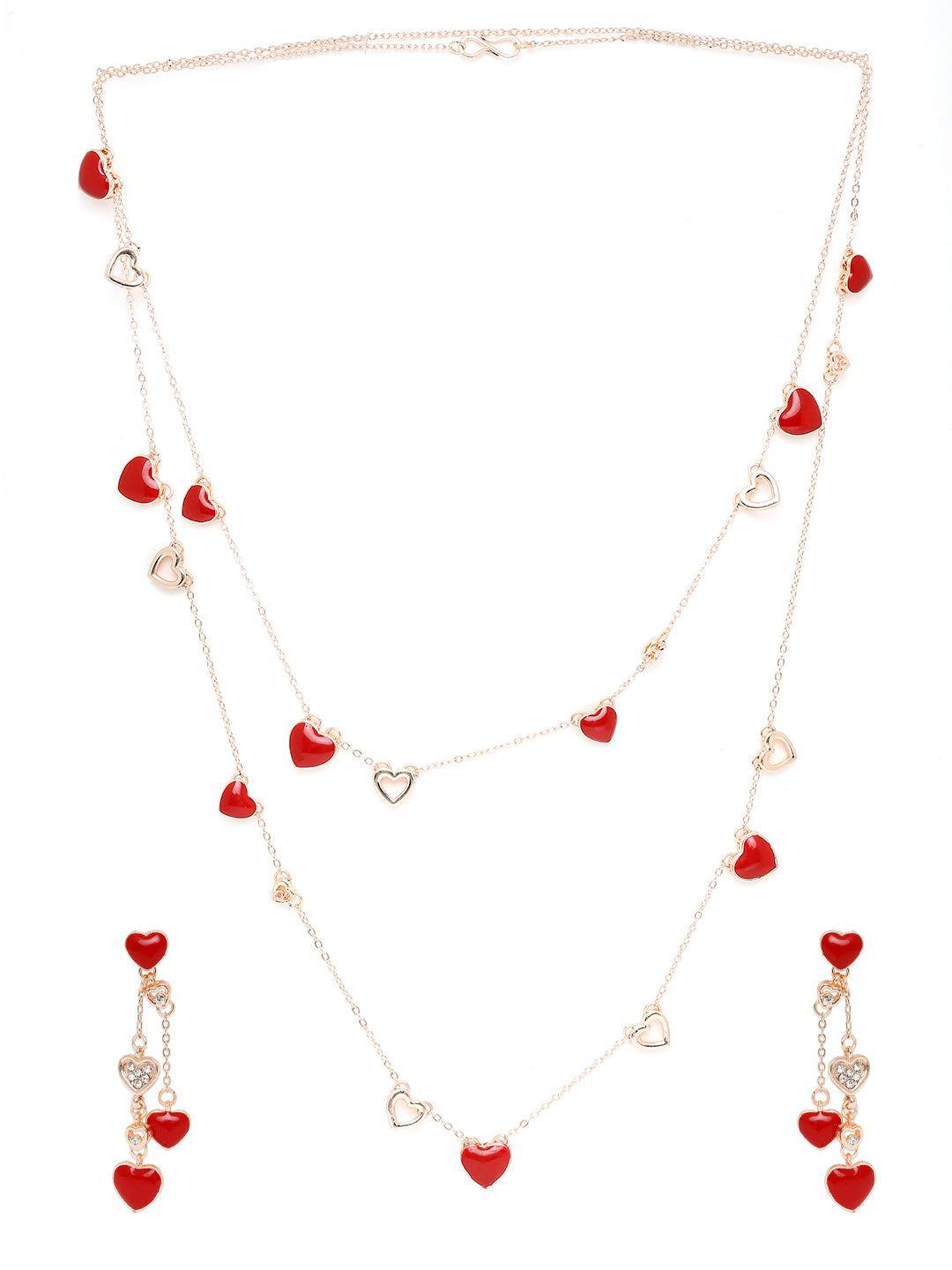 Green Heart Crystal Layered Necklaceset