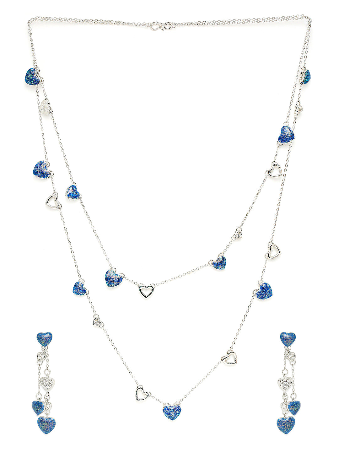 Green Heart Crystal Layered Necklaceset