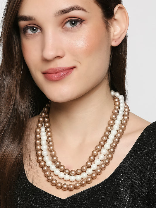 Tripple Layerd Artificial Pearl Necklace