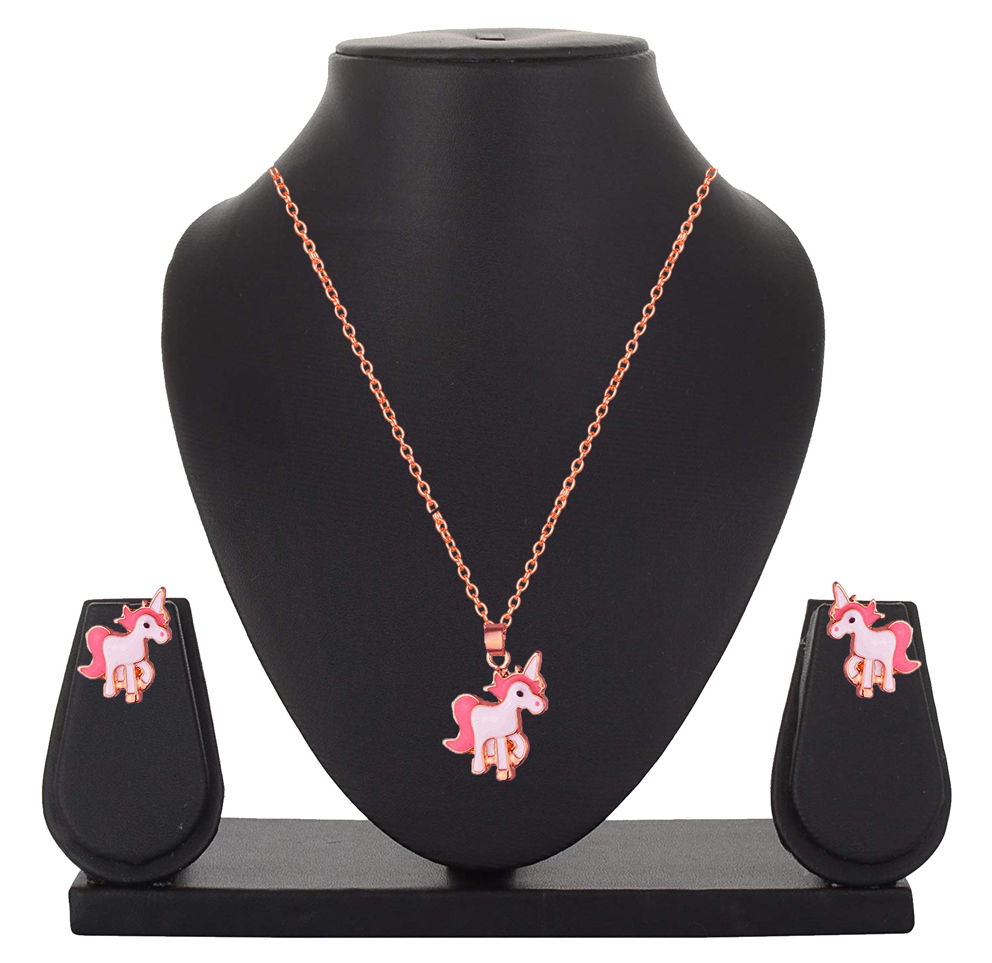 Meena Enamelled Cute Unicorn Shaped Pendant Set