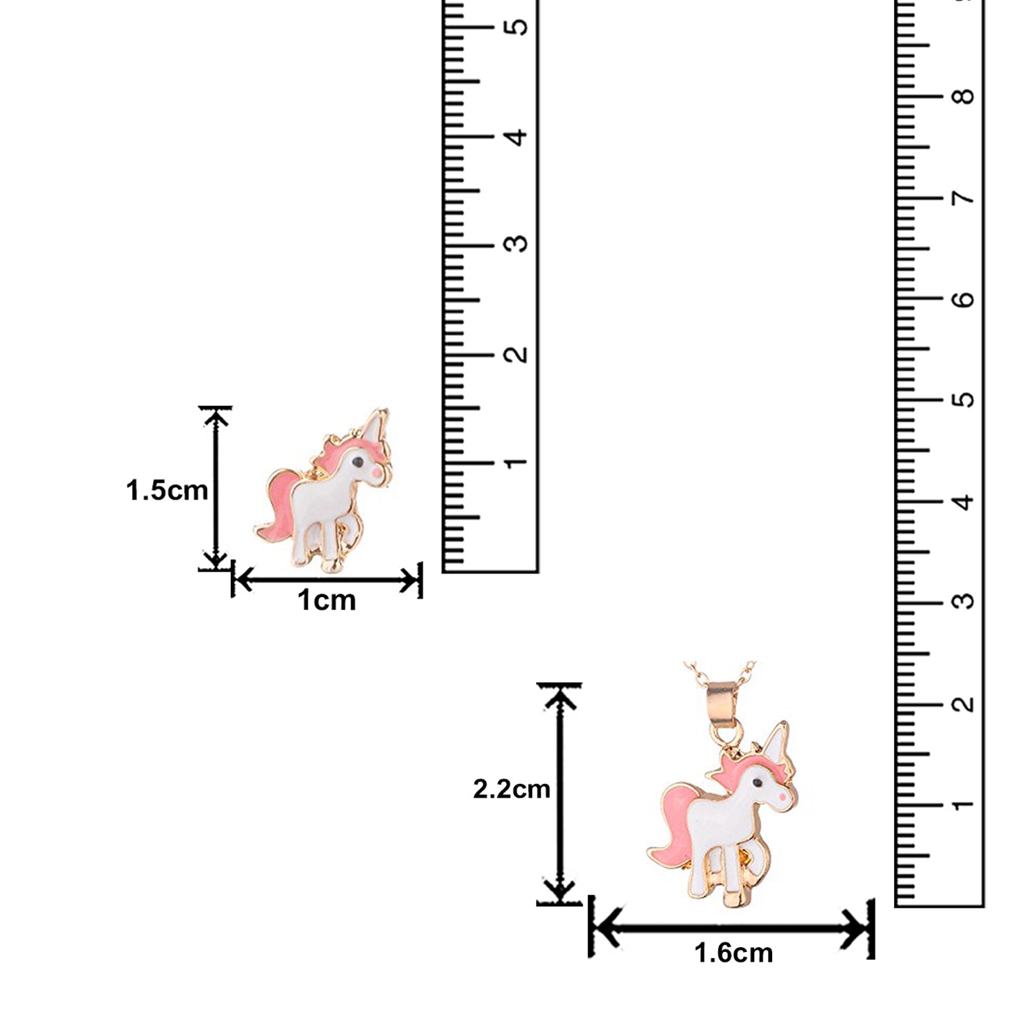 Meena Enamelled Cute Unicorn Shaped Pendant Set