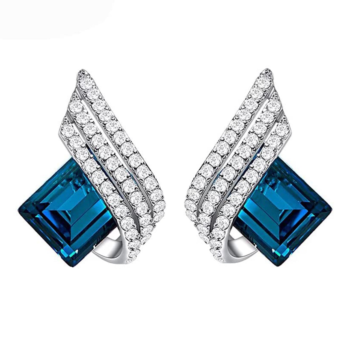 Shining Angel Wings Pink and White Crystal Pendant Necklace Earrings Set