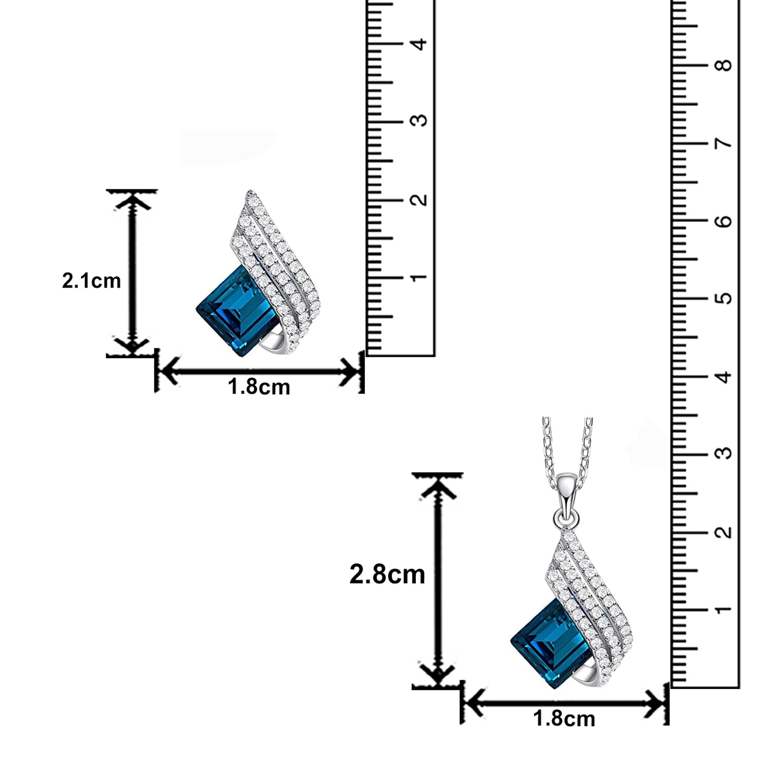 Shining Angel Wings Pink and White Crystal Pendant Necklace Earrings Set