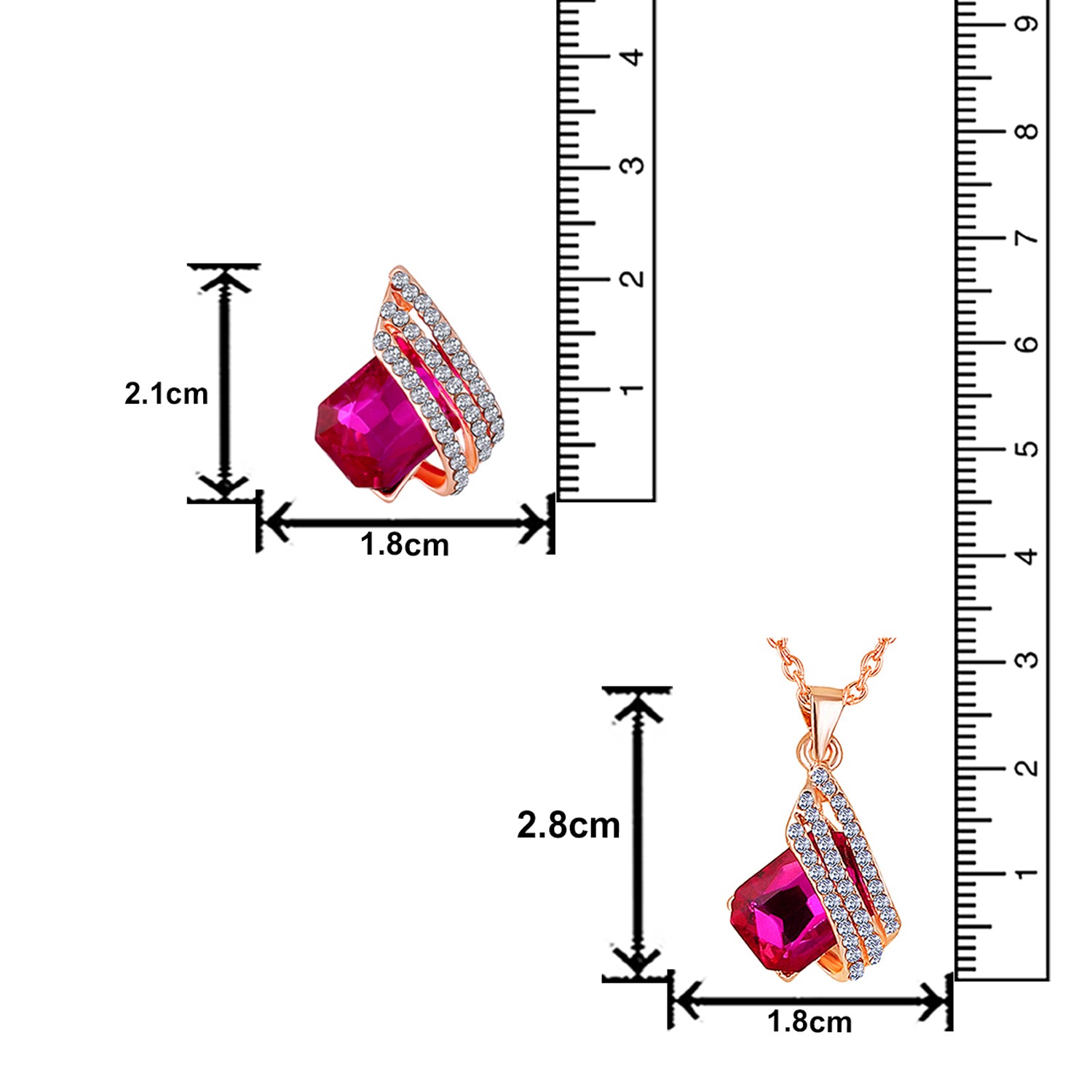 Shining Angel Wings Pink and White Crystal Pendant Necklace Earrings Set