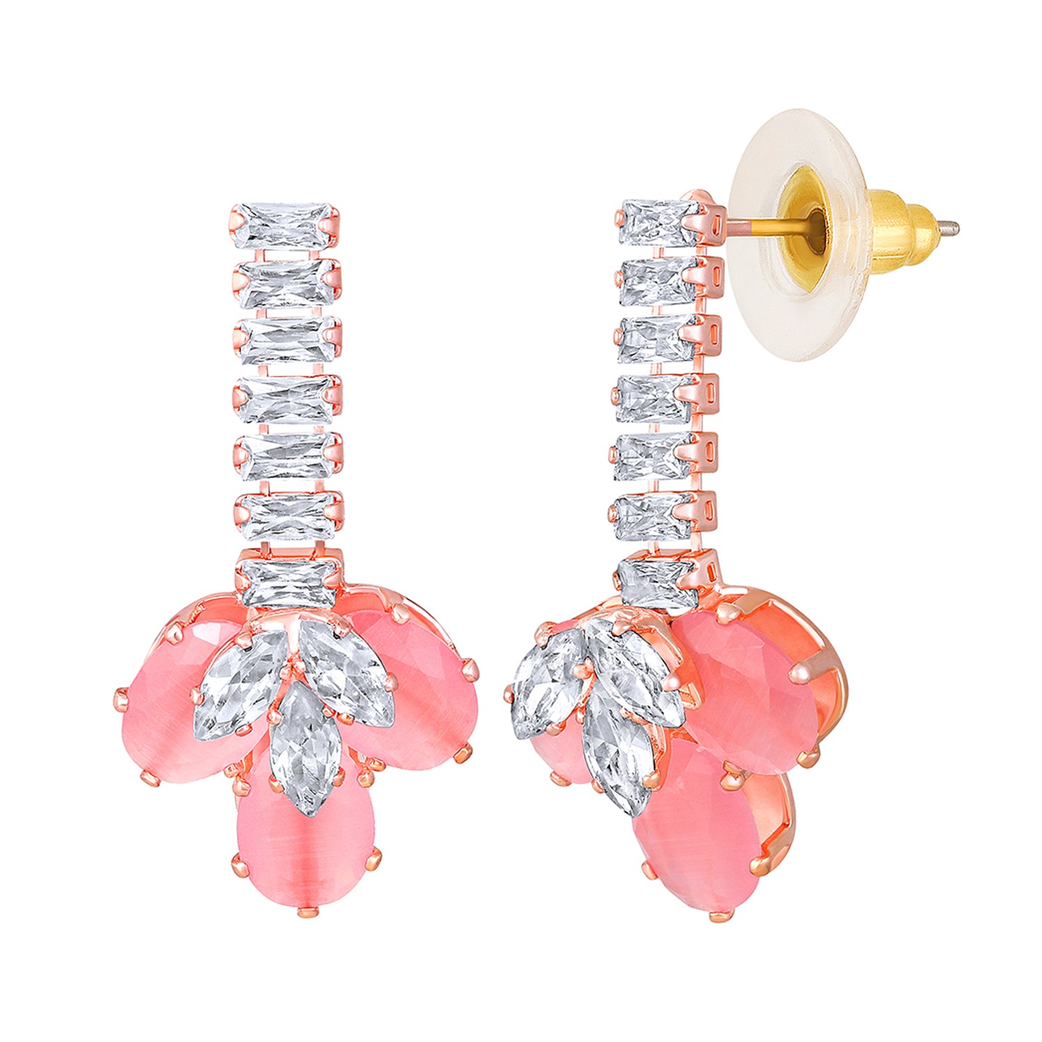 Elegant Floral CZ Necklace Paired with a Pair of Earrings