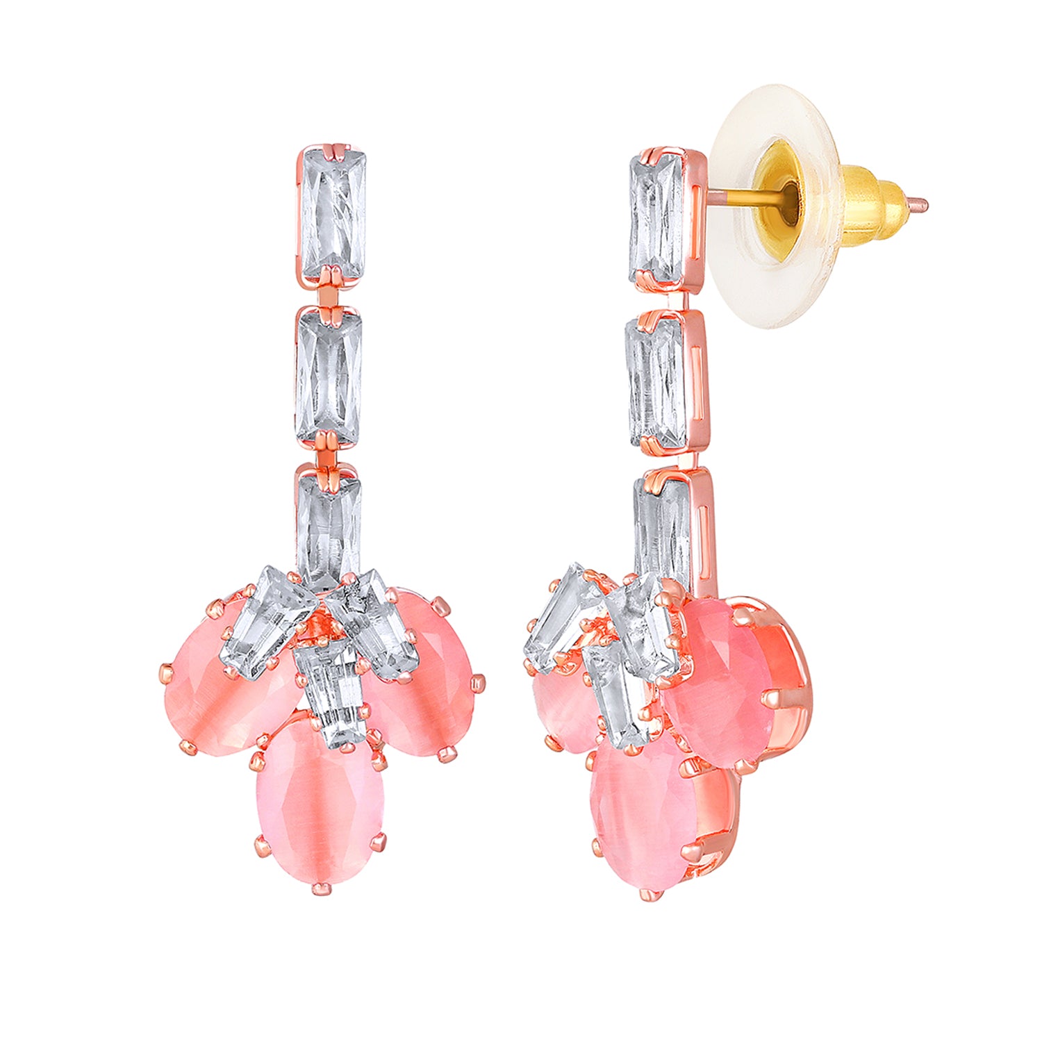 Elegant Floral CZ Necklace Paired with a Pair of Earrings