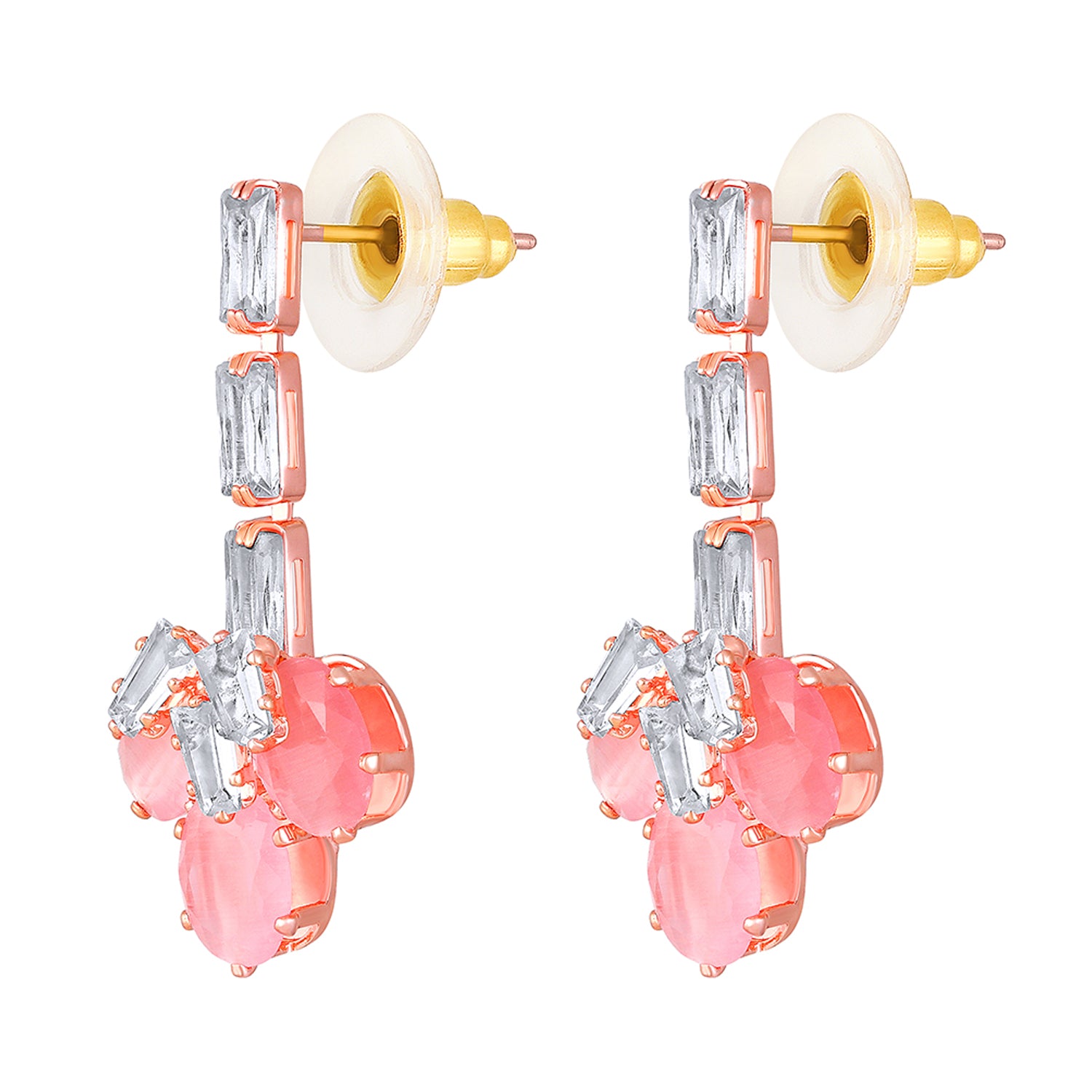 Elegant Floral CZ Necklace Paired with a Pair of Earrings