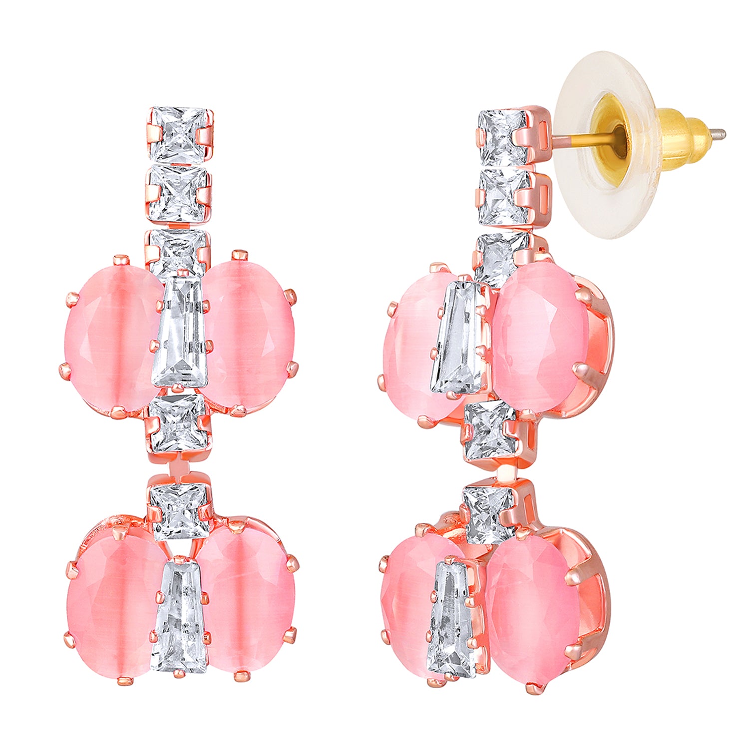 Elegant Floral CZ Necklace Paired with a Pair of Earrings