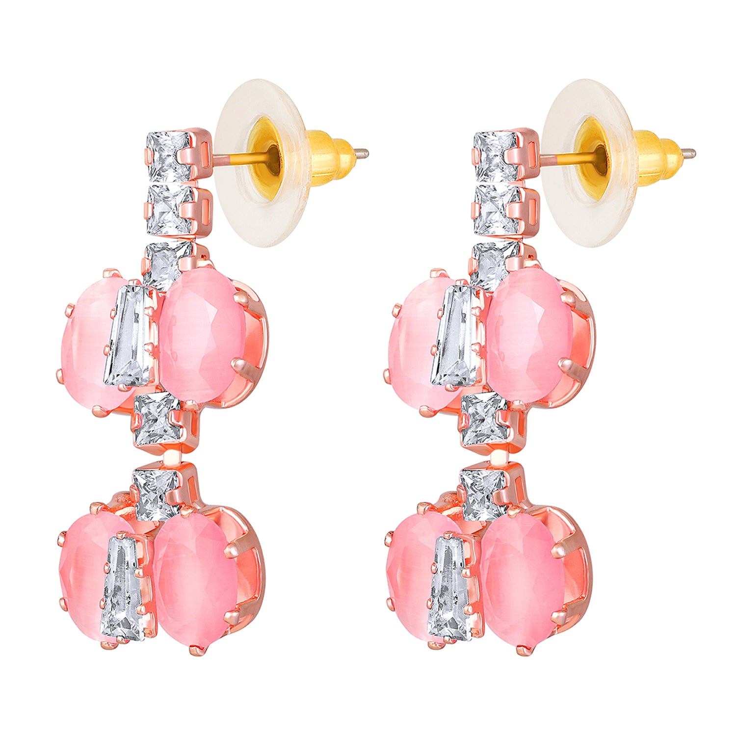 Elegant Floral CZ Necklace Paired with a Pair of Earrings