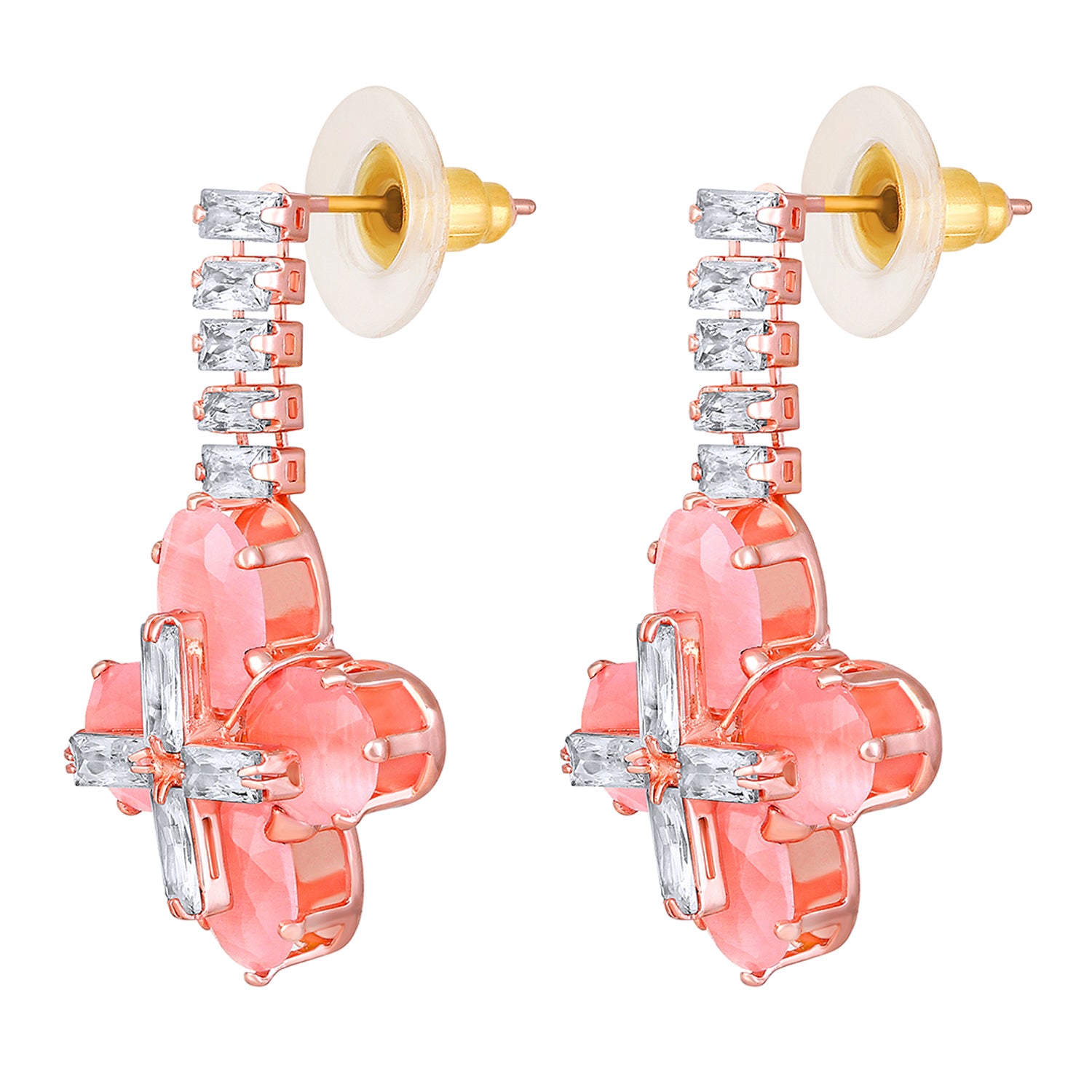 Elegant Floral CZ Necklace Paired with a Pair of Earrings