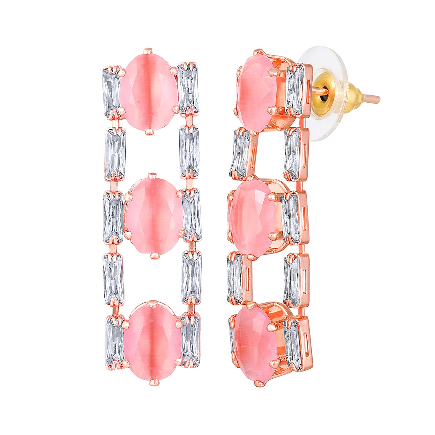 Elegant Floral CZ Necklace Paired with a Pair of Earrings