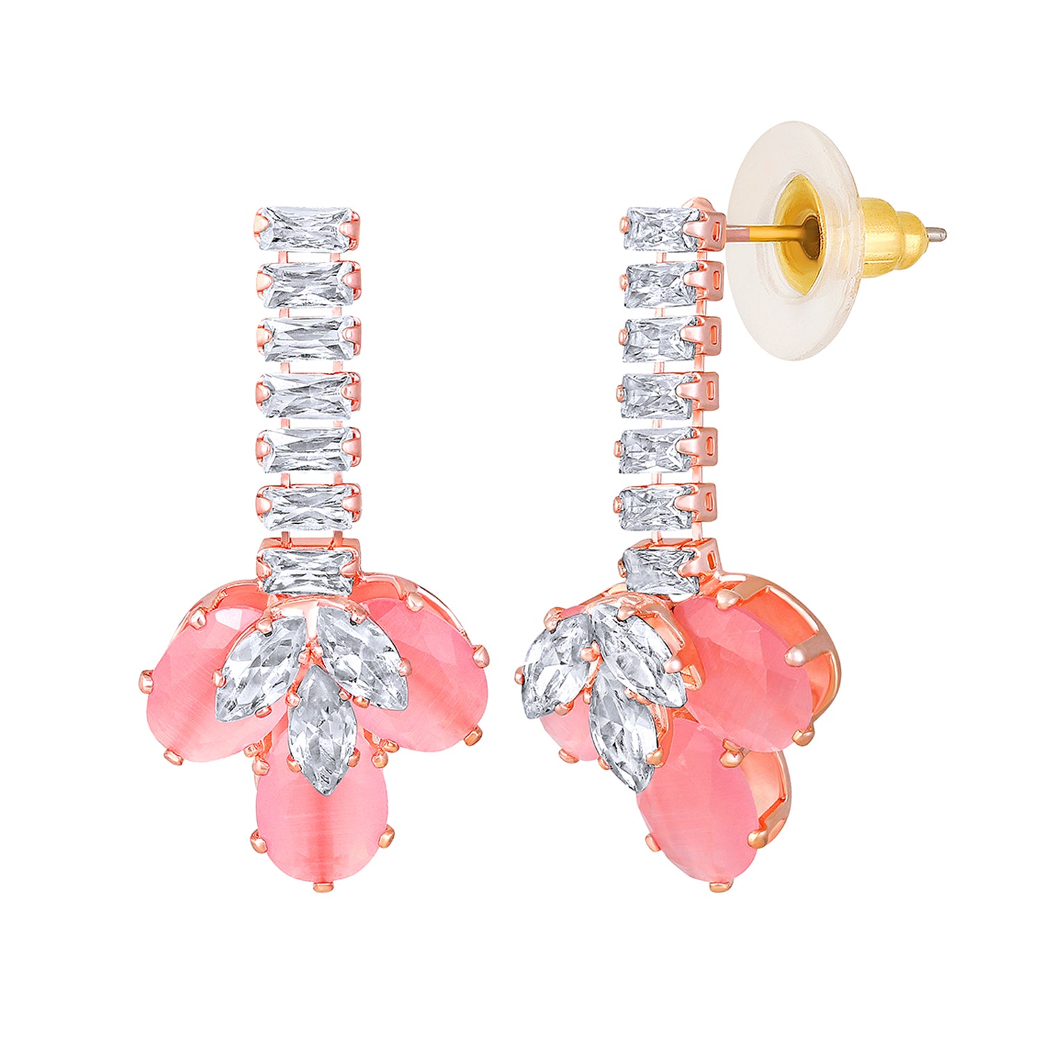 Elegant Floral CZ Necklace Paired with a Pair of Earrings