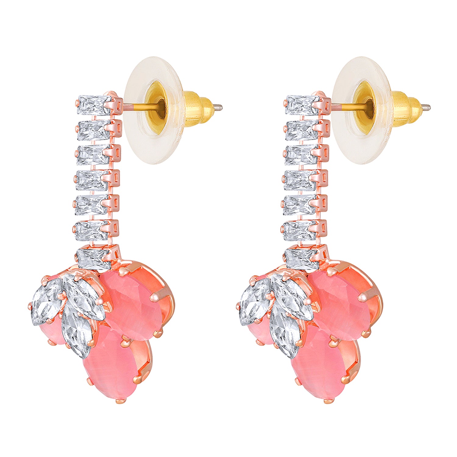 Elegant Floral CZ Necklace Paired with a Pair of Earrings