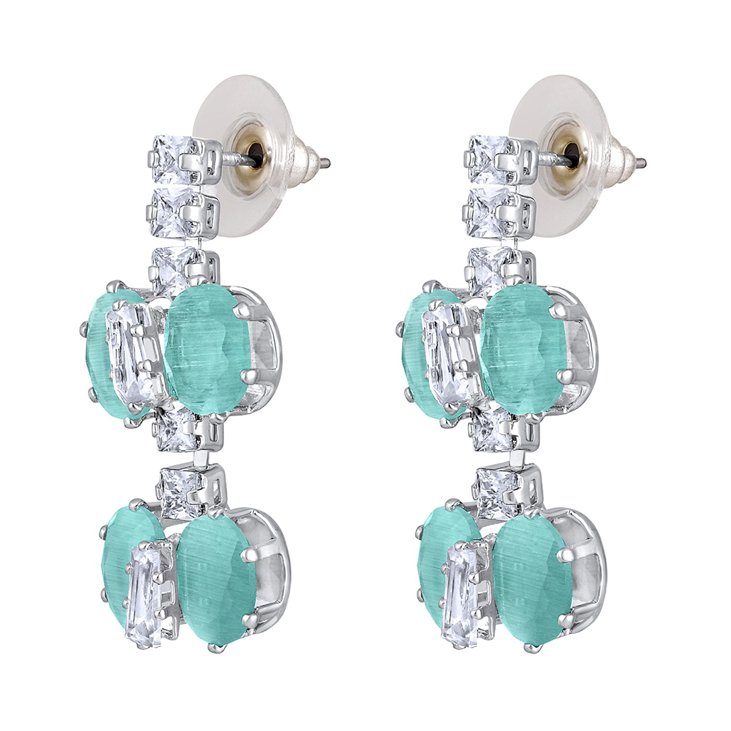 Elegant Floral CZ Necklace Paired with a Pair of Earrings