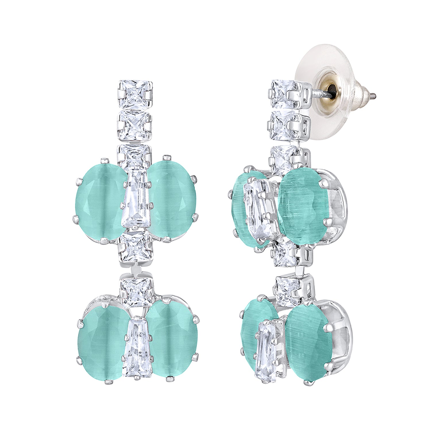 Elegant Floral CZ Necklace Paired with a Pair of Earrings