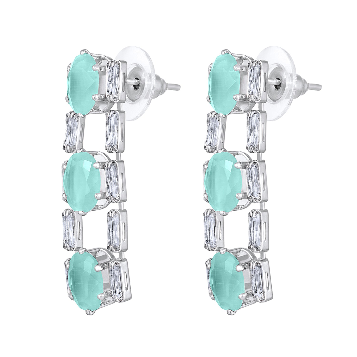 Elegant Floral CZ Necklace Paired with a Pair of Earrings