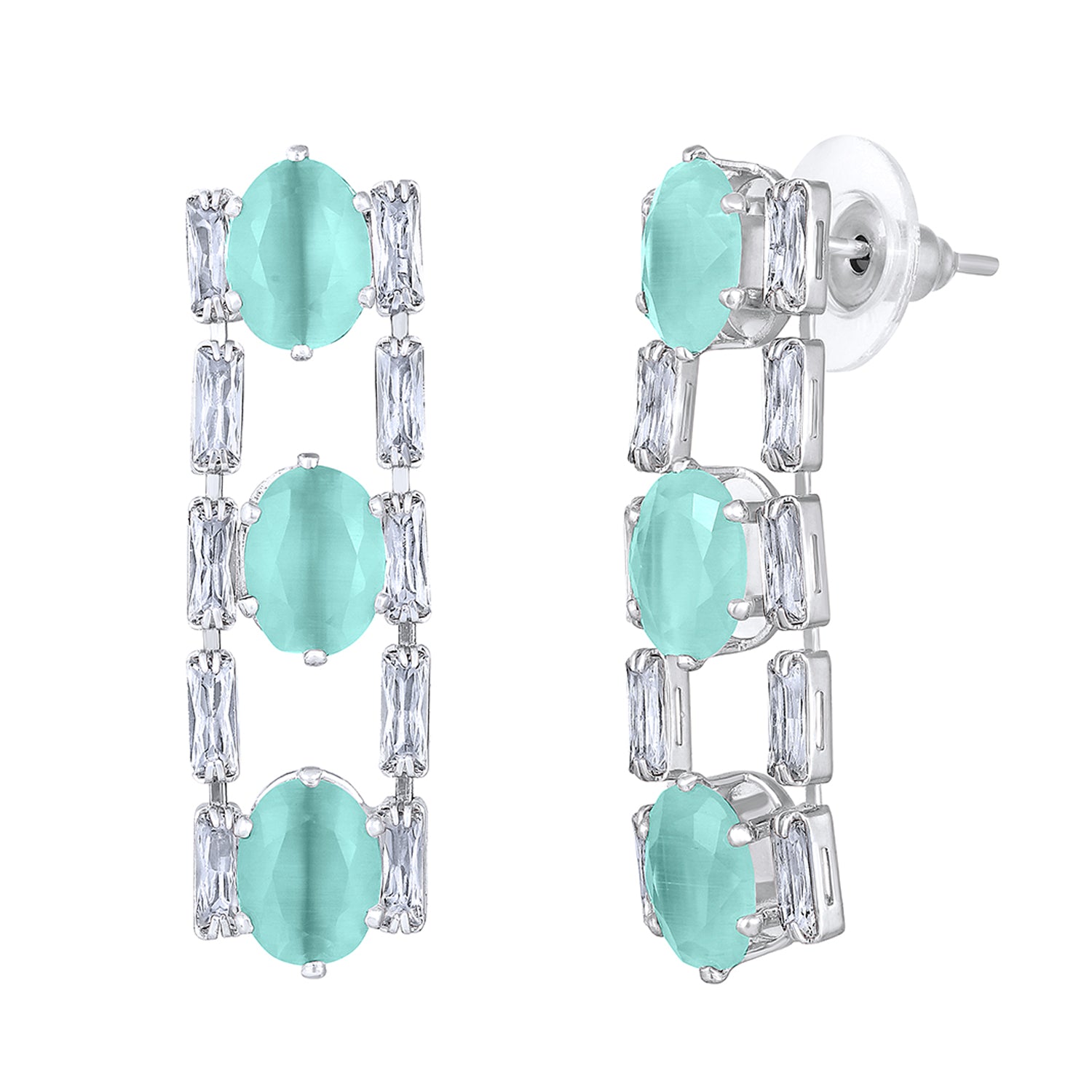 Elegant Floral CZ Necklace Paired with a Pair of Earrings