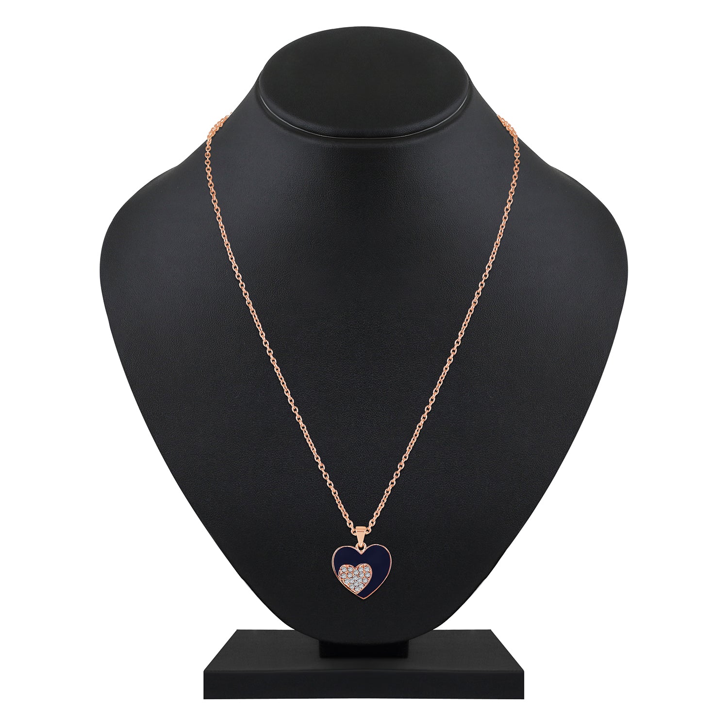 Red Meenakari Work and Crystals Dual Heart Pendant Set