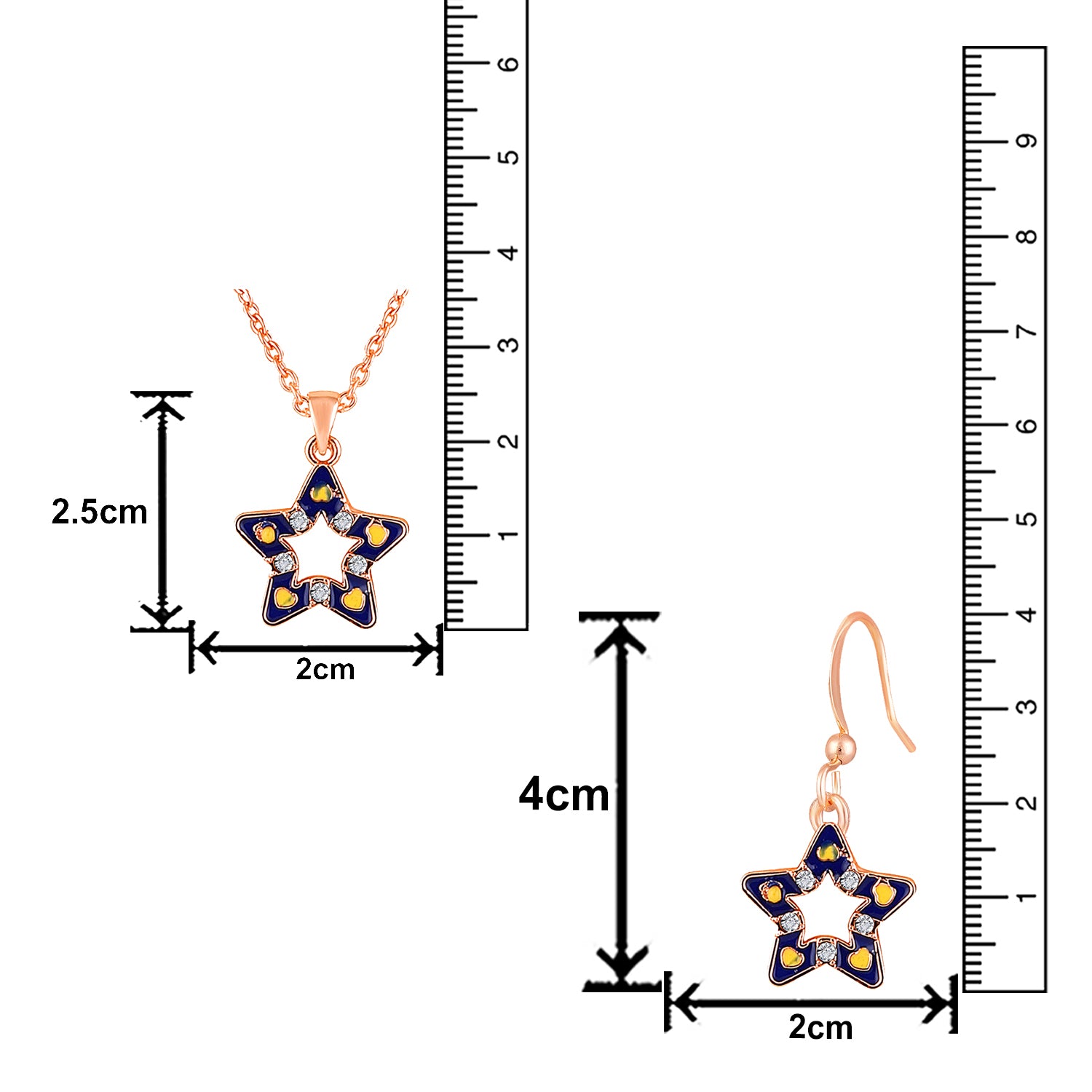 Red Meenakari Work and Crystals Star Pendant Set