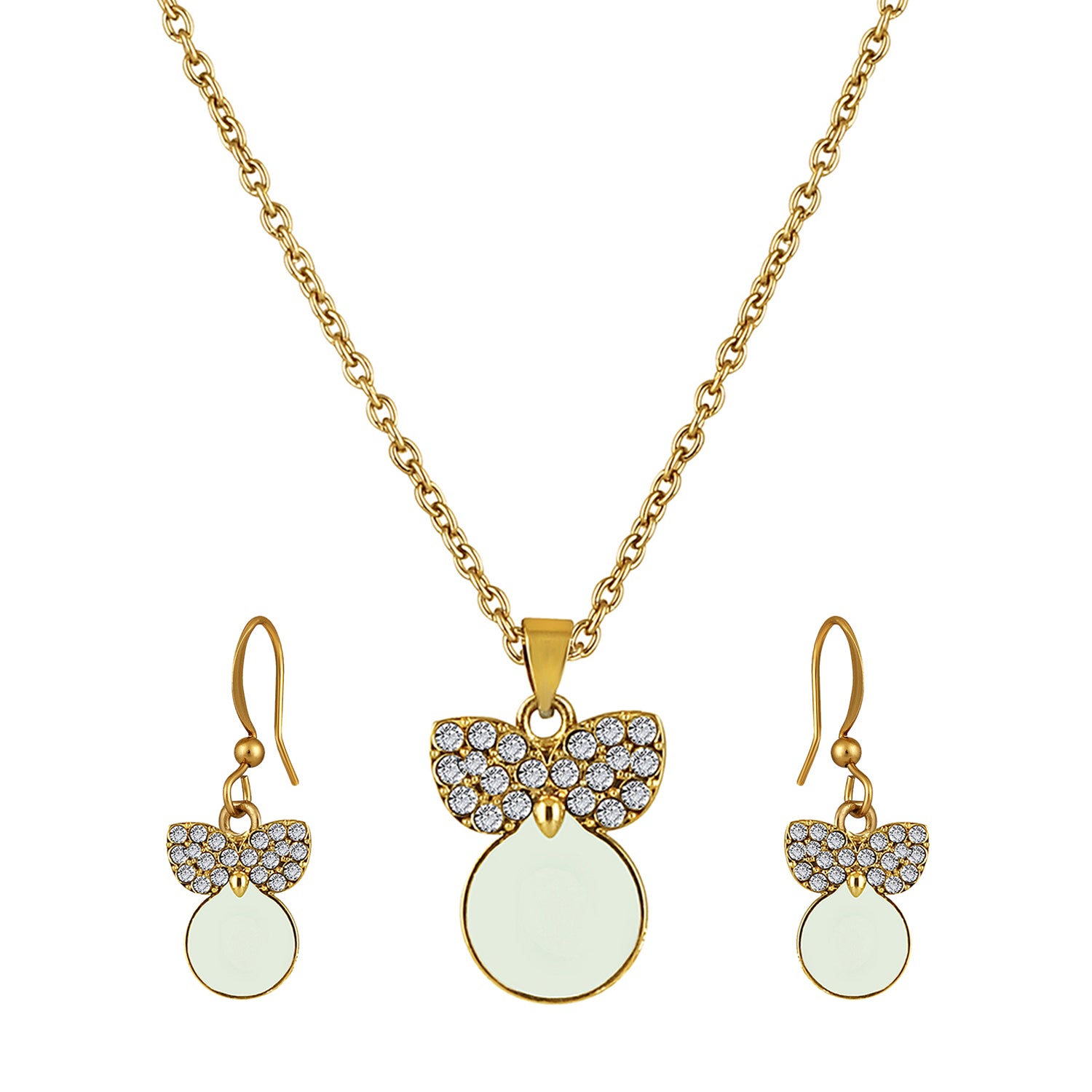 Red Meenakari Work and Crystals Cute Pendant Set