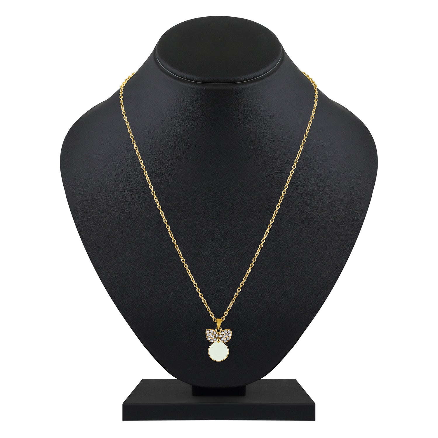 Red Meenakari Work and Crystals Cute Pendant Set