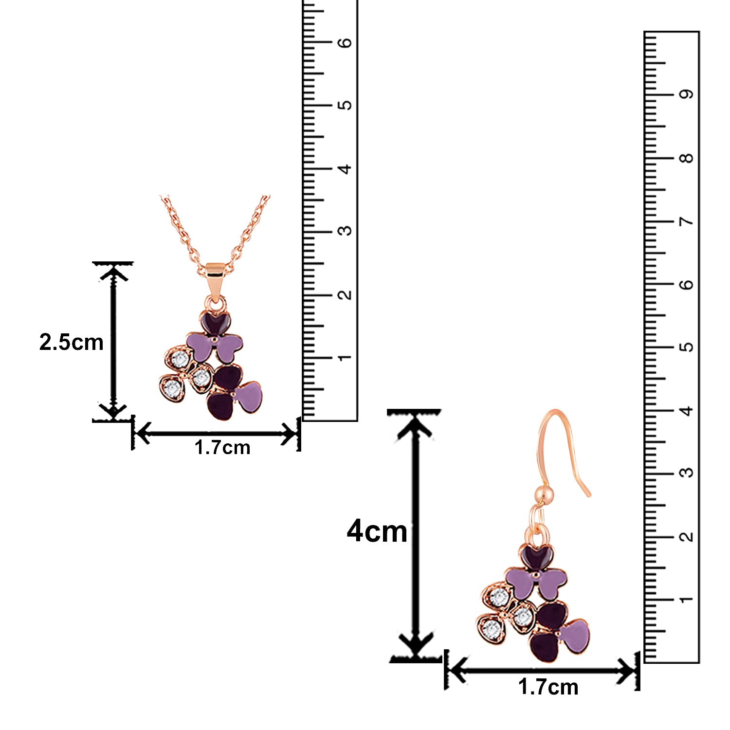 Red and Pink Meenakari Work and Crystals Floral Pendant Set