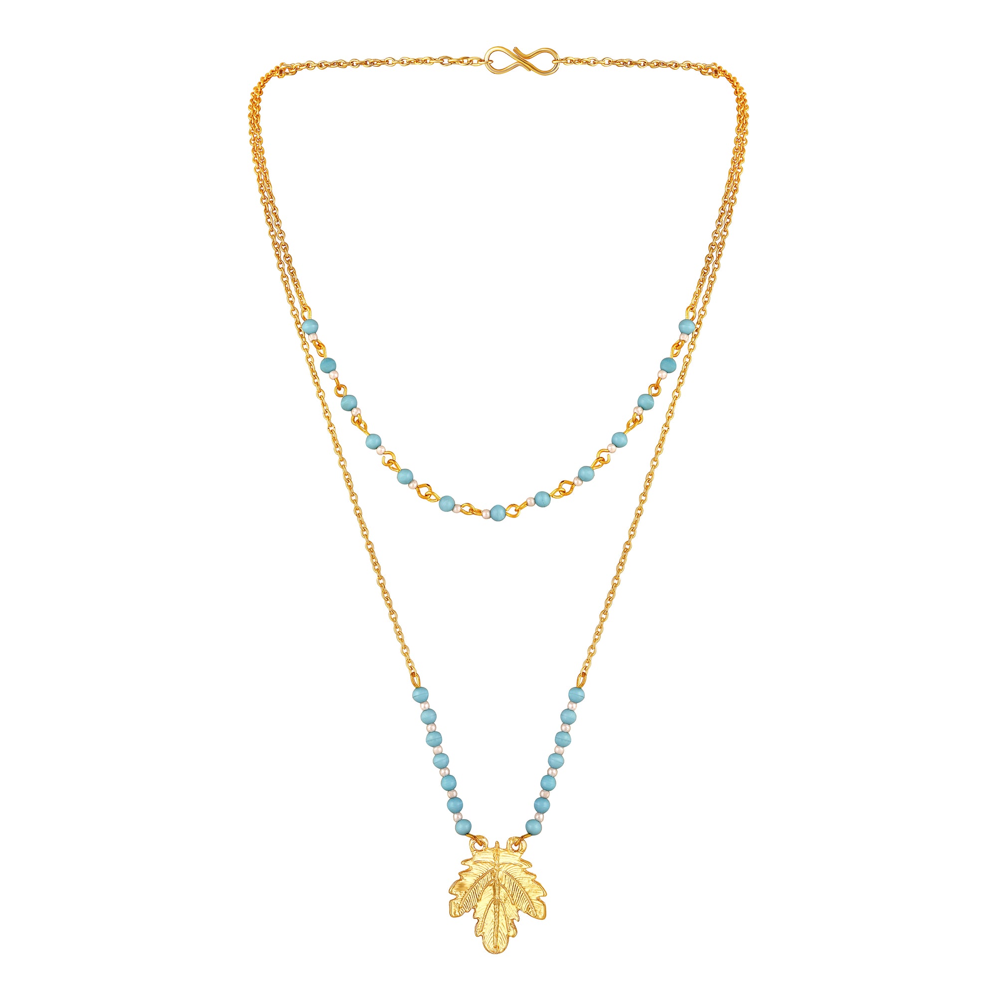 Dual Layer Mapel Leaf Long Necklace Set
