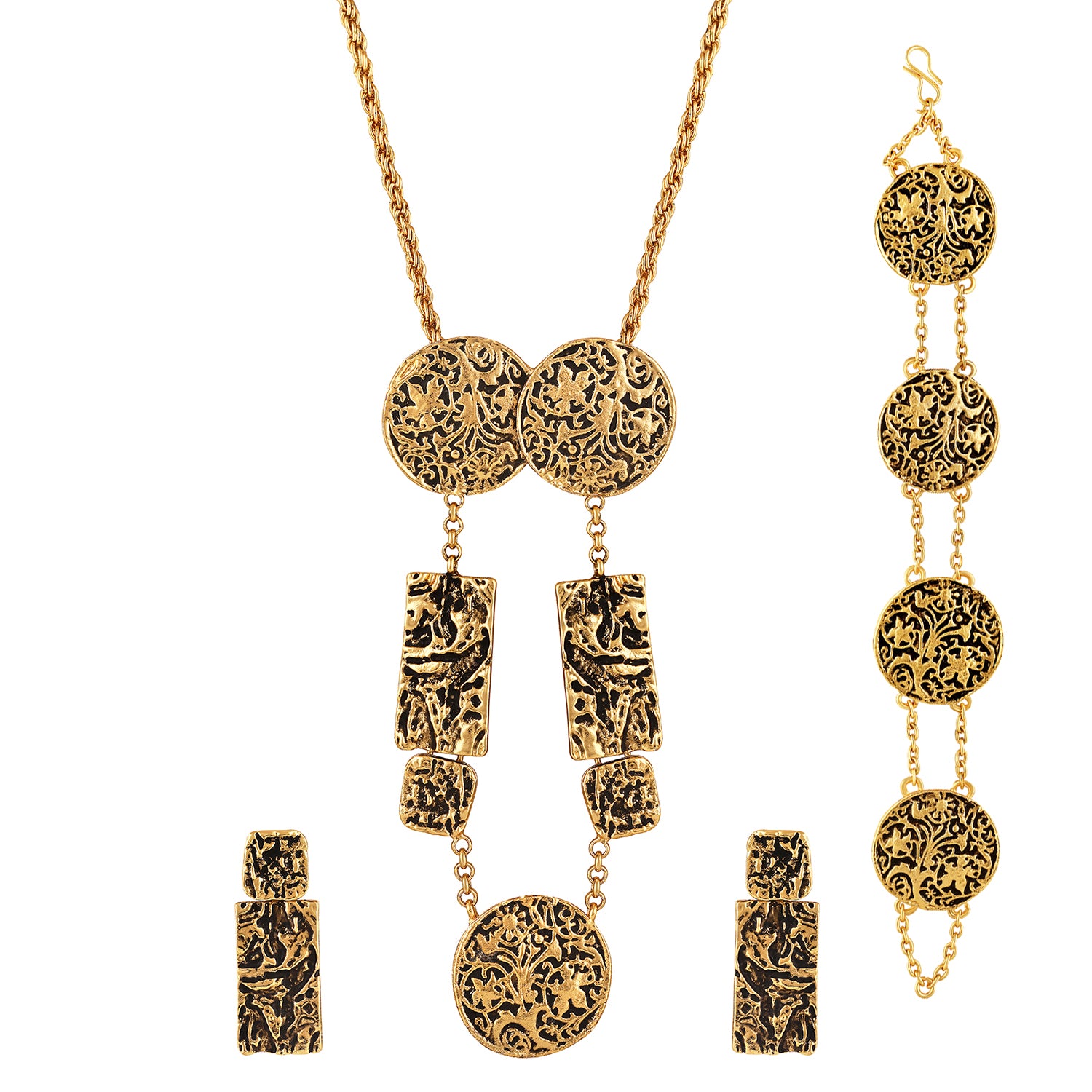 Black Meenakari Work Enamel Long Necklace Jewellery Set