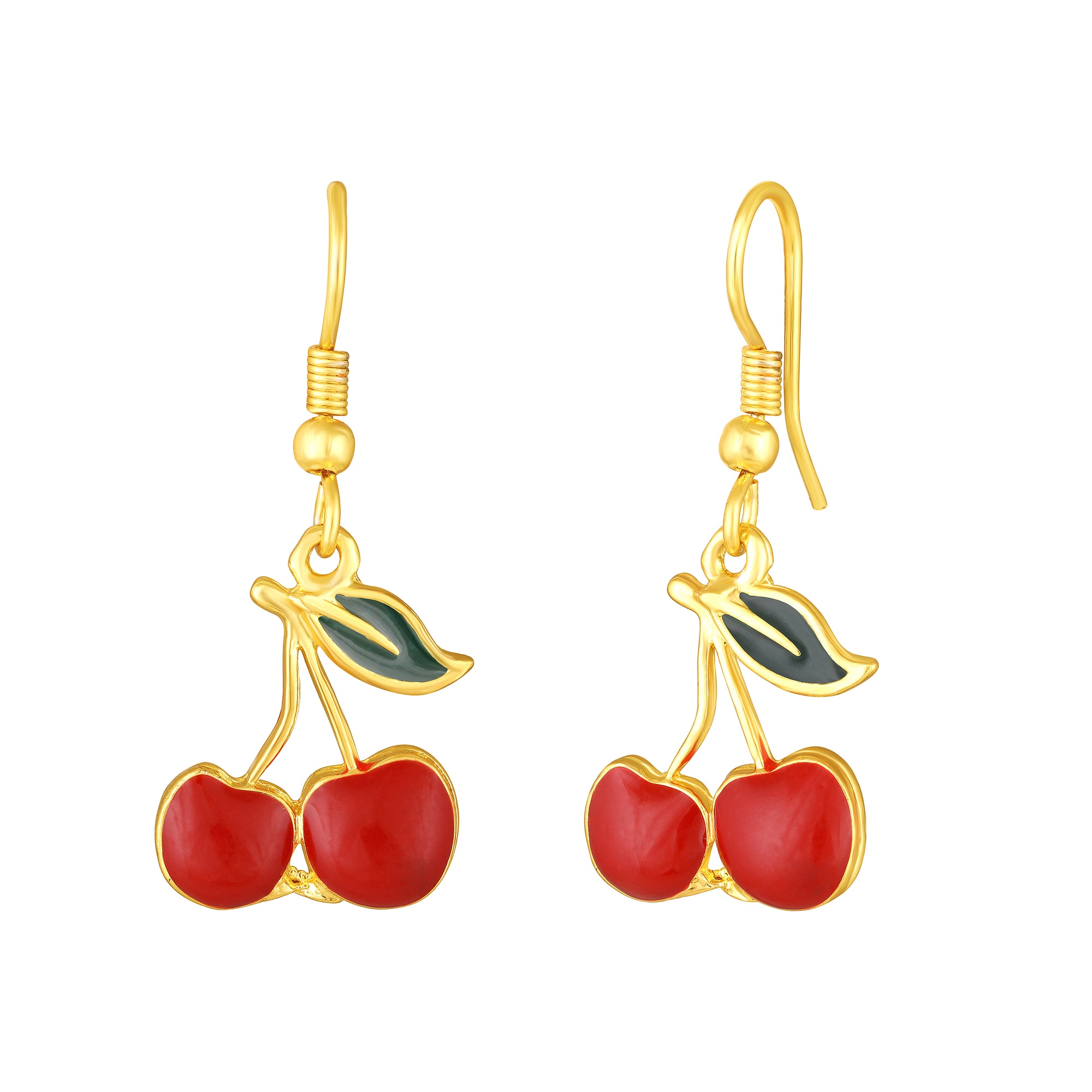 Meenakari Wok Enamel Bunch of Cherry Pendant with Dangler Earrings