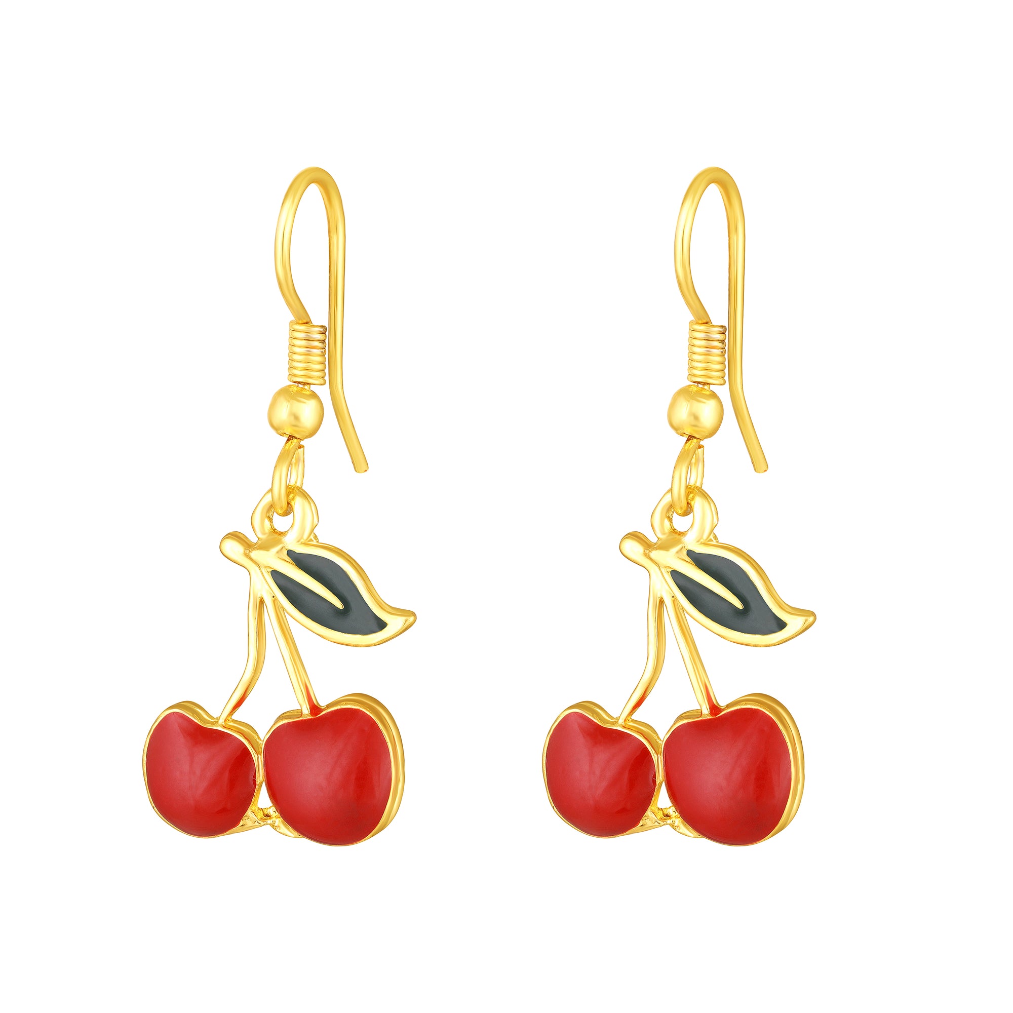 Meenakari Wok Enamel Bunch of Cherry Pendant with Dangler Earrings