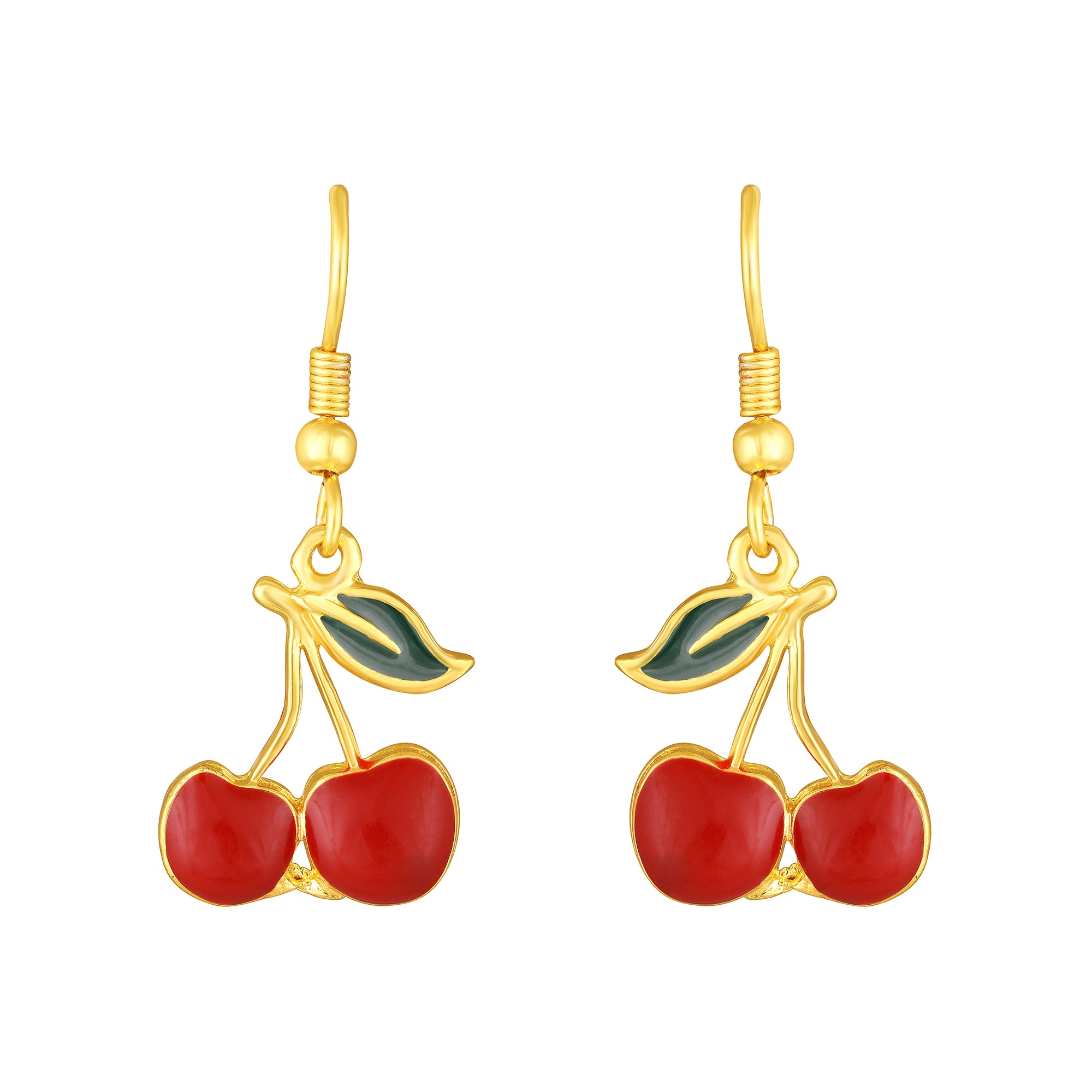 Meenakari Wok Enamel Bunch of Cherry Pendant with Dangler Earrings