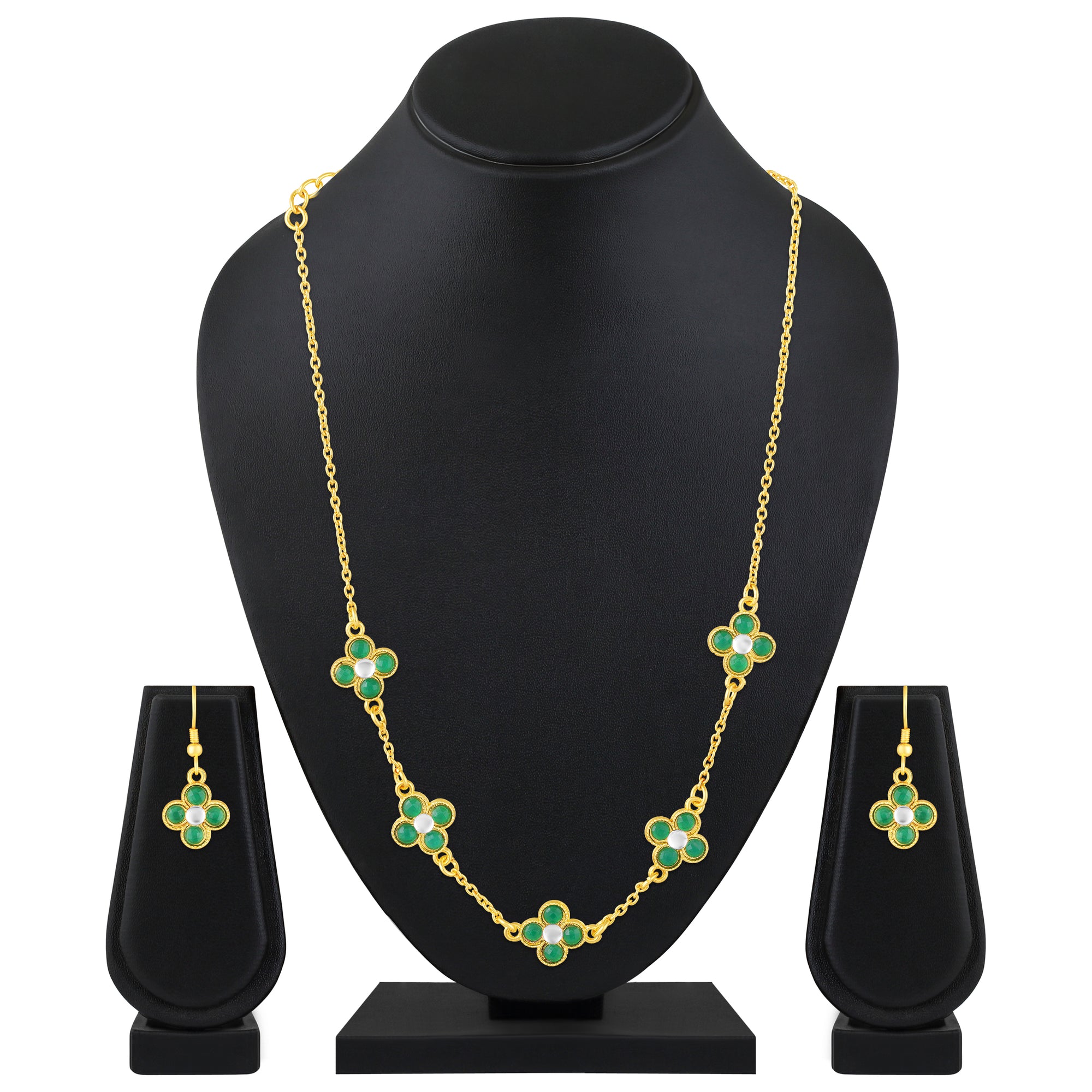 Green Floral Chain Link Jewellery Set