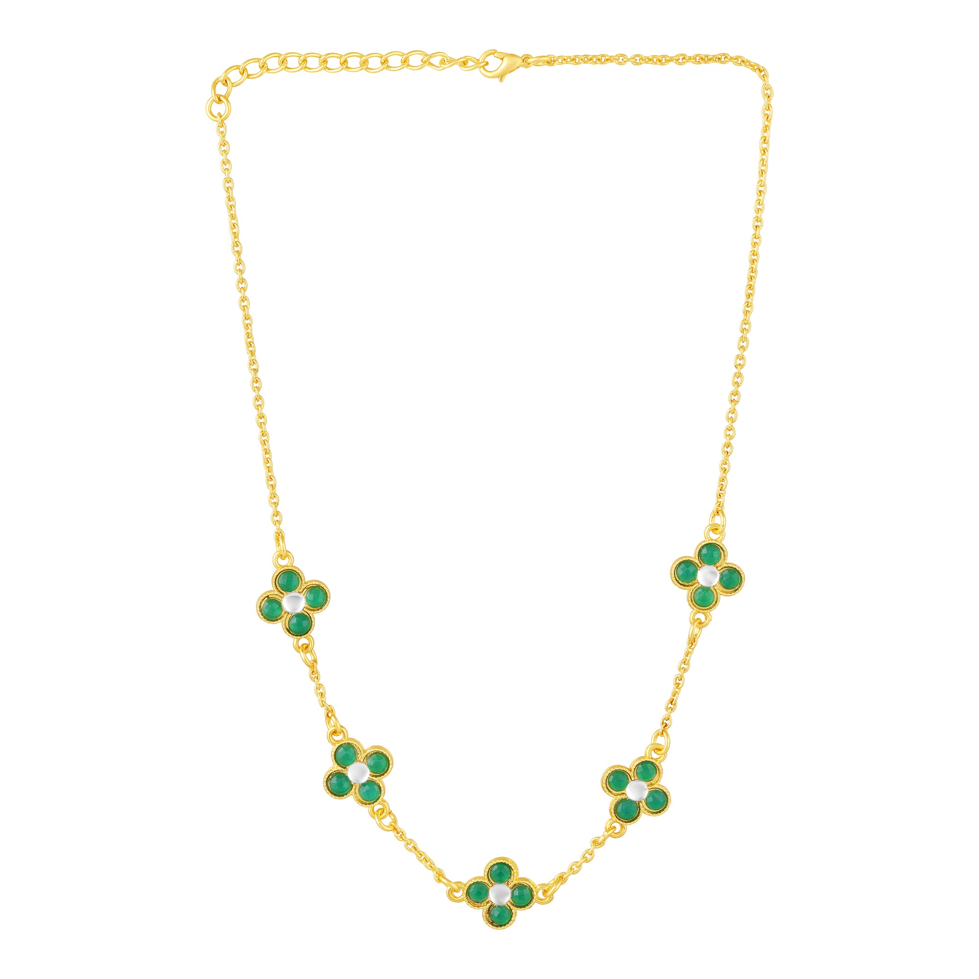Green Floral Chain Link Jewellery Set