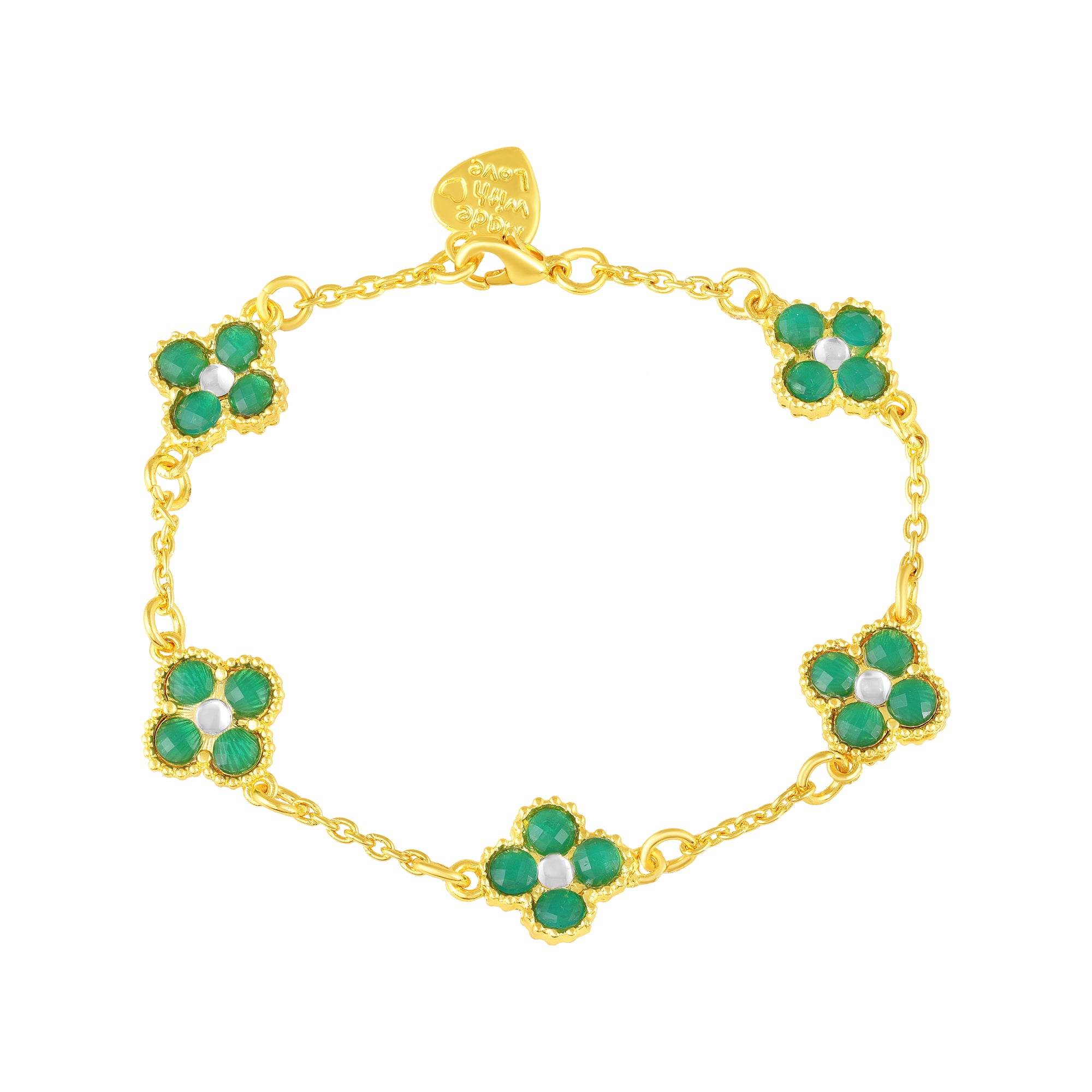Green Floral Chain Link Jewellery Set
