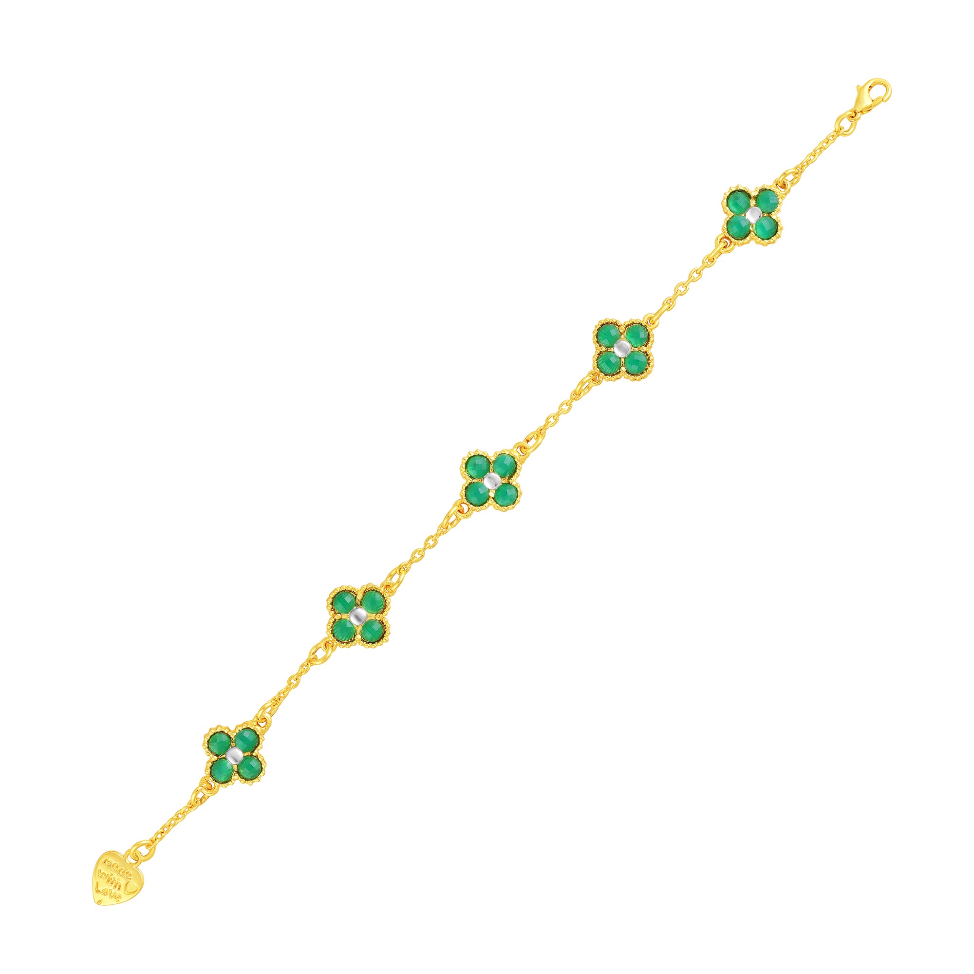 Green Floral Chain Link Jewellery Set