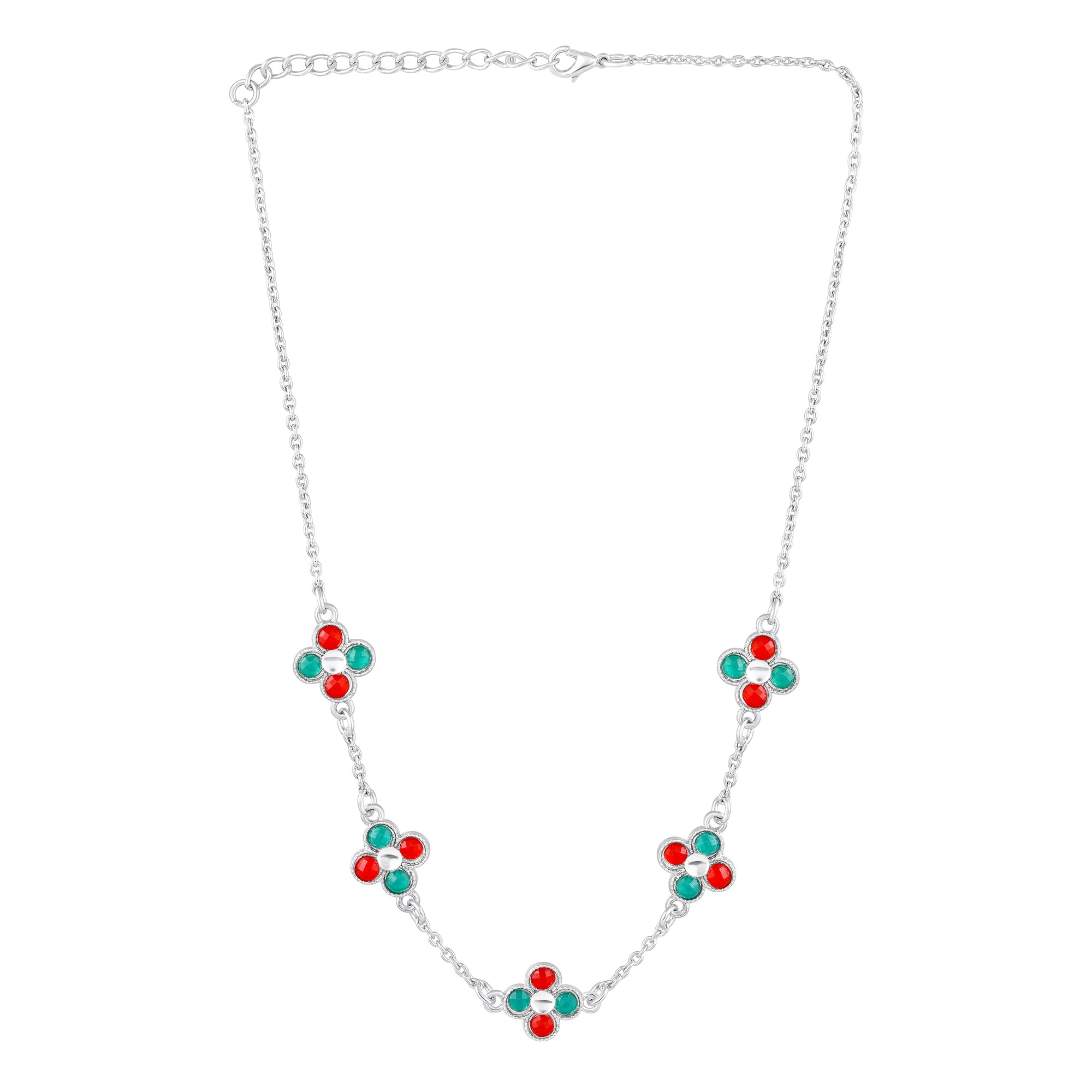 Green Floral Chain Link Jewellery Set