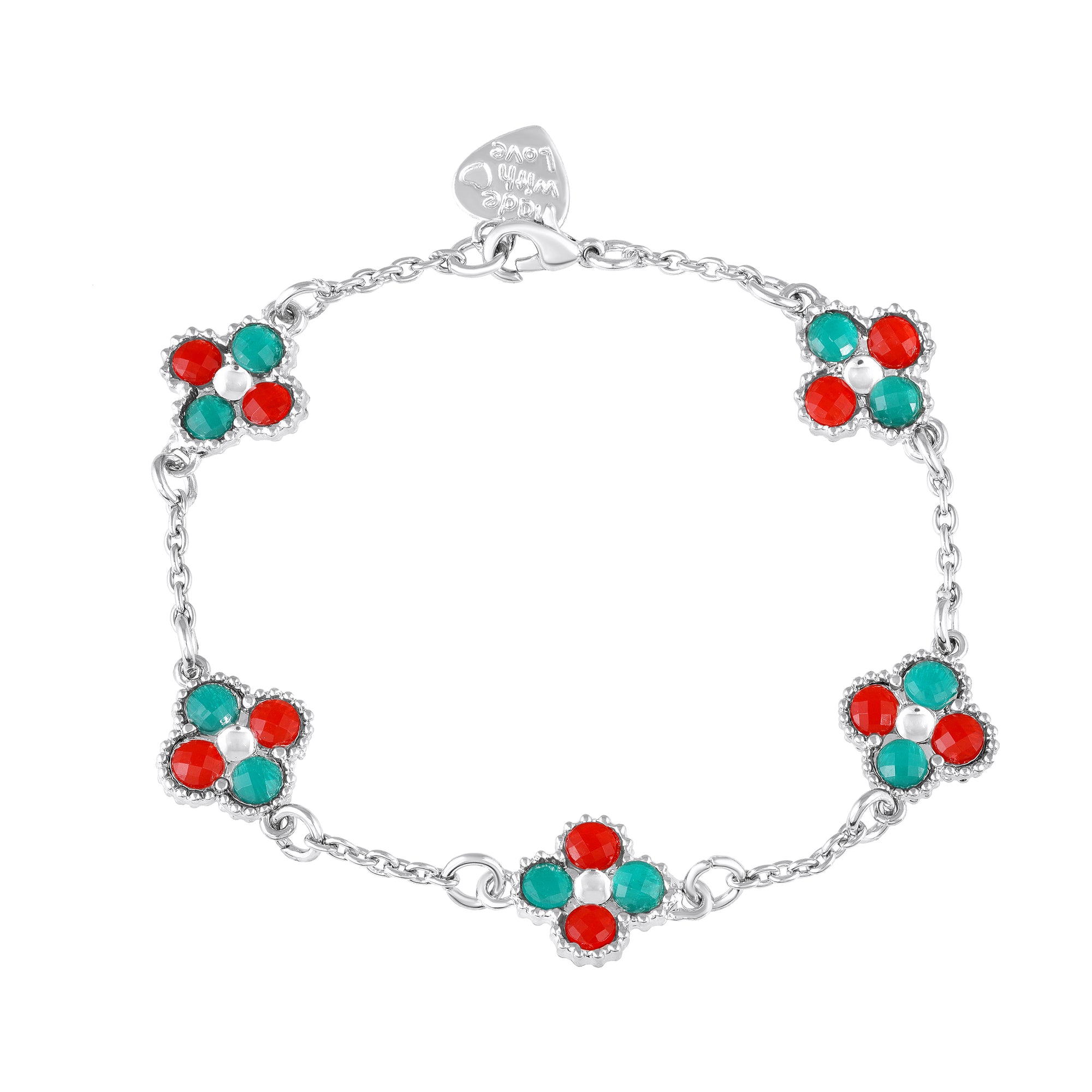 Green Floral Chain Link Jewellery Set