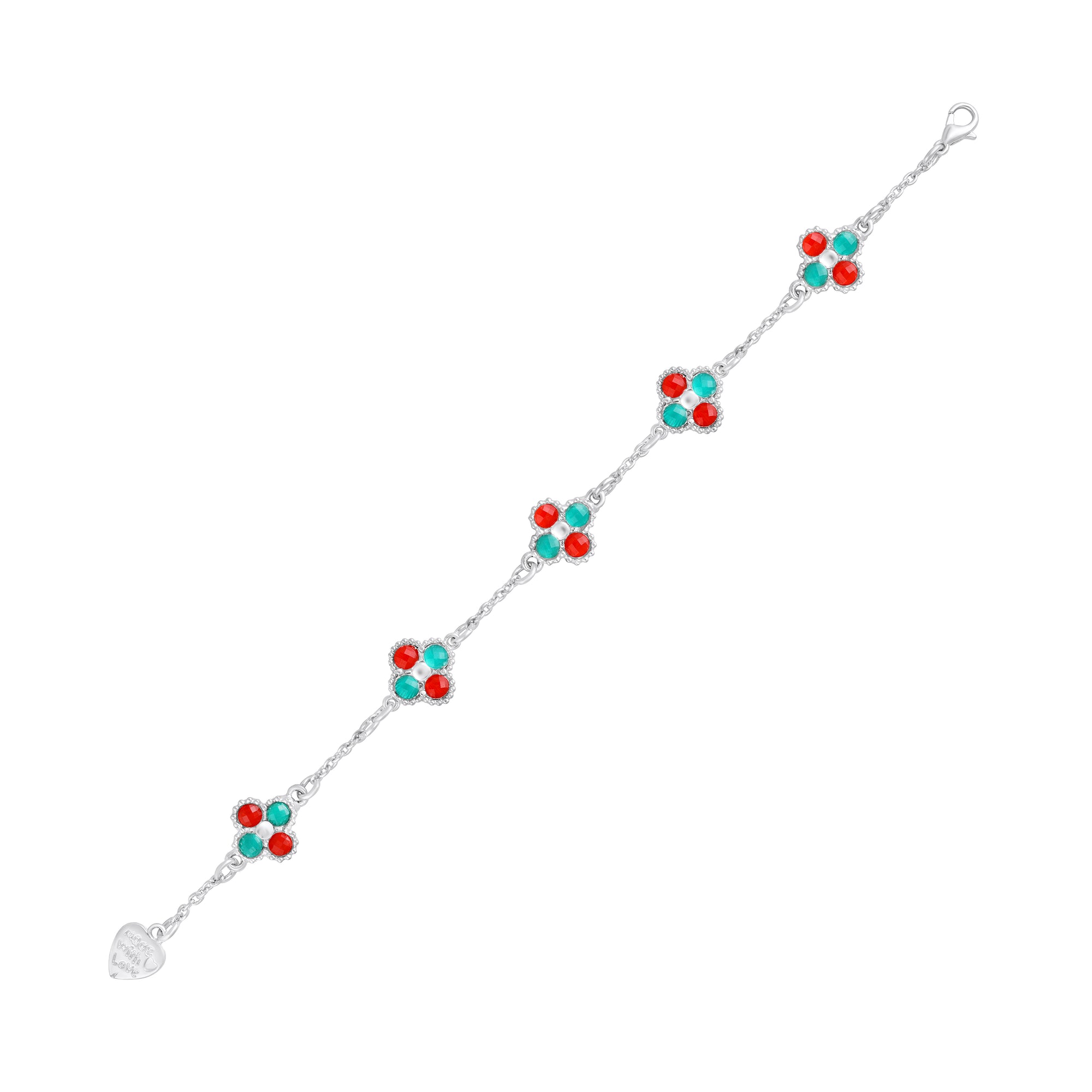 Green Floral Chain Link Jewellery Set