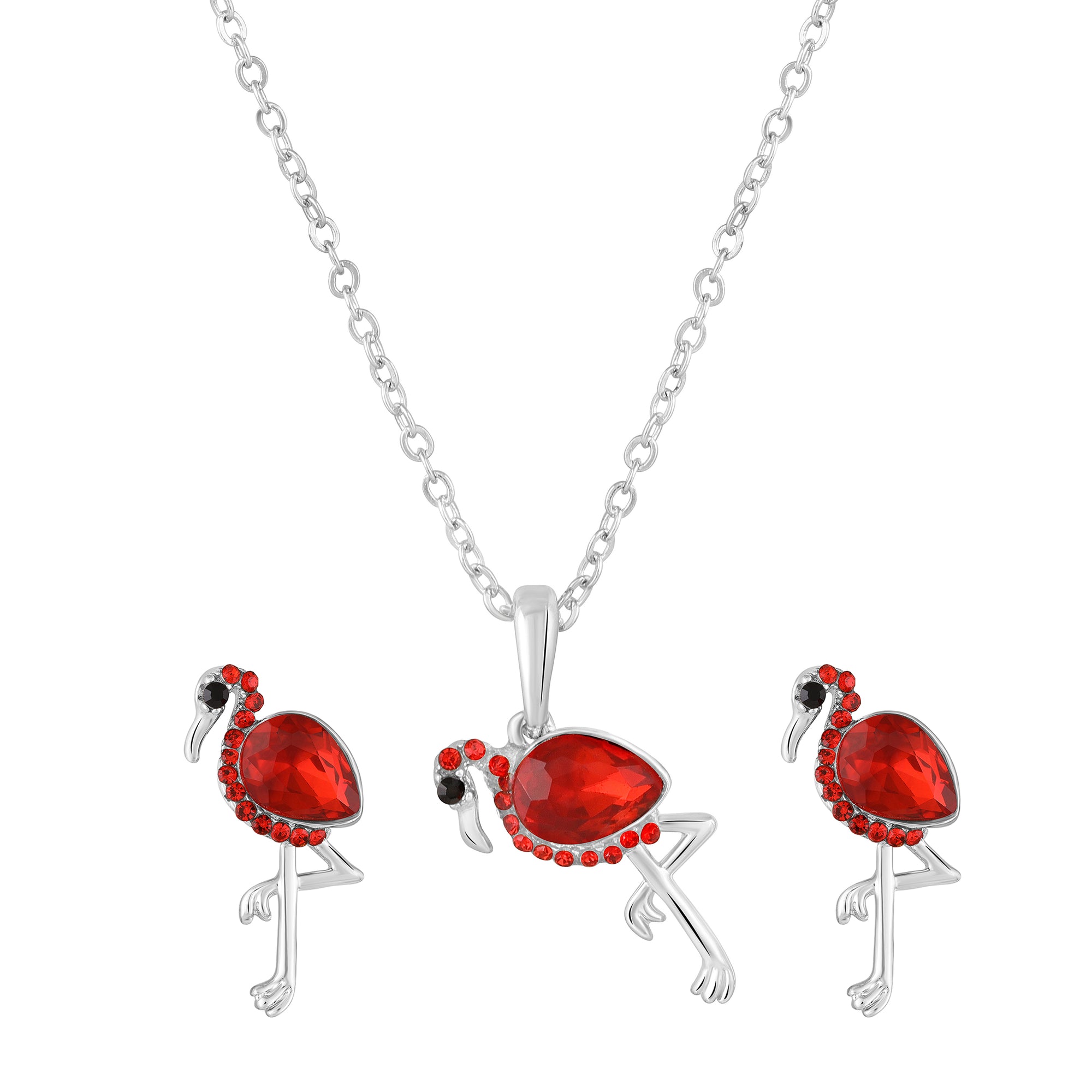 Trendy Swan-Shaped Red Pendant Set