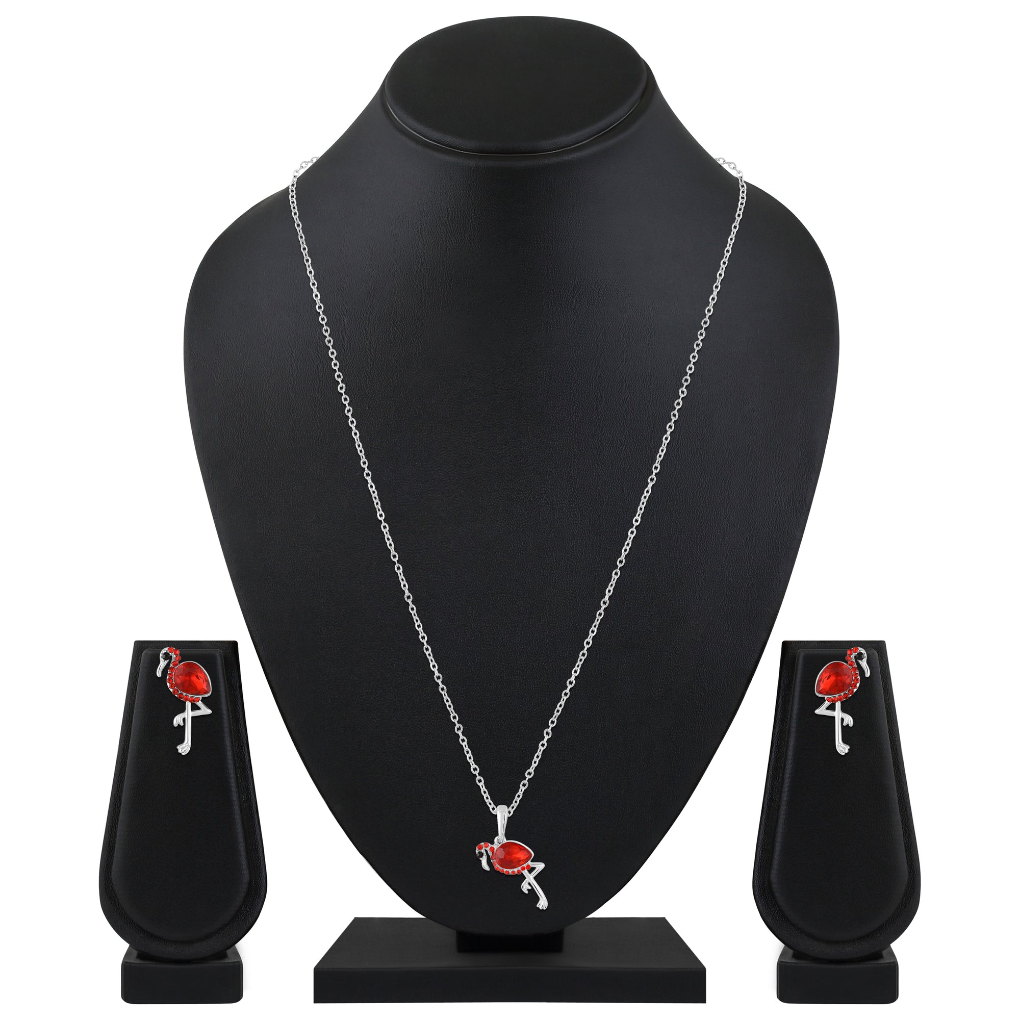 Trendy Swan-Shaped Red Pendant Set